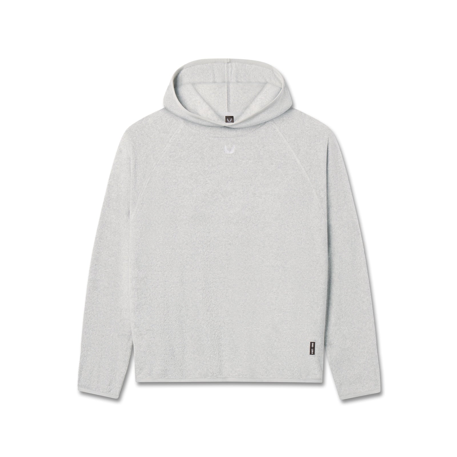 flatlay Towel Terry Reversible Hoodie in heather grey, front view