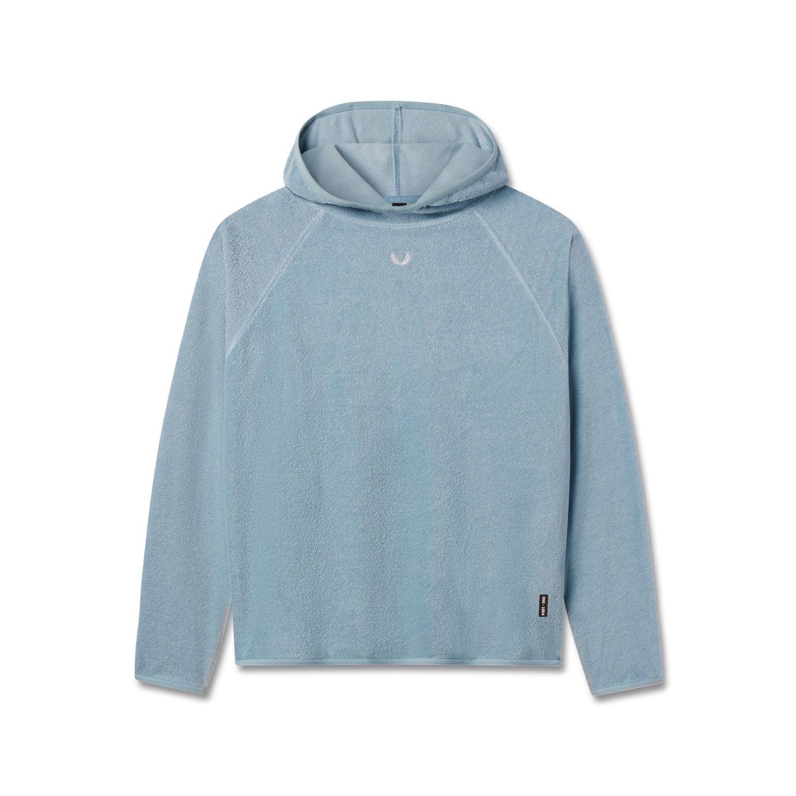 flatlay Towel Terry Reversible Hoodie in light sky, front view