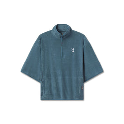 1057. Towel Terry Quarter Zip Oversized Tee - Storm