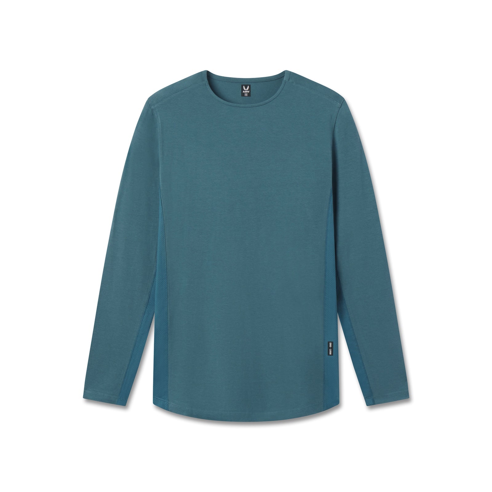 flatlay Creora® Cotton Modal Long Sleeve in storm blue, front view