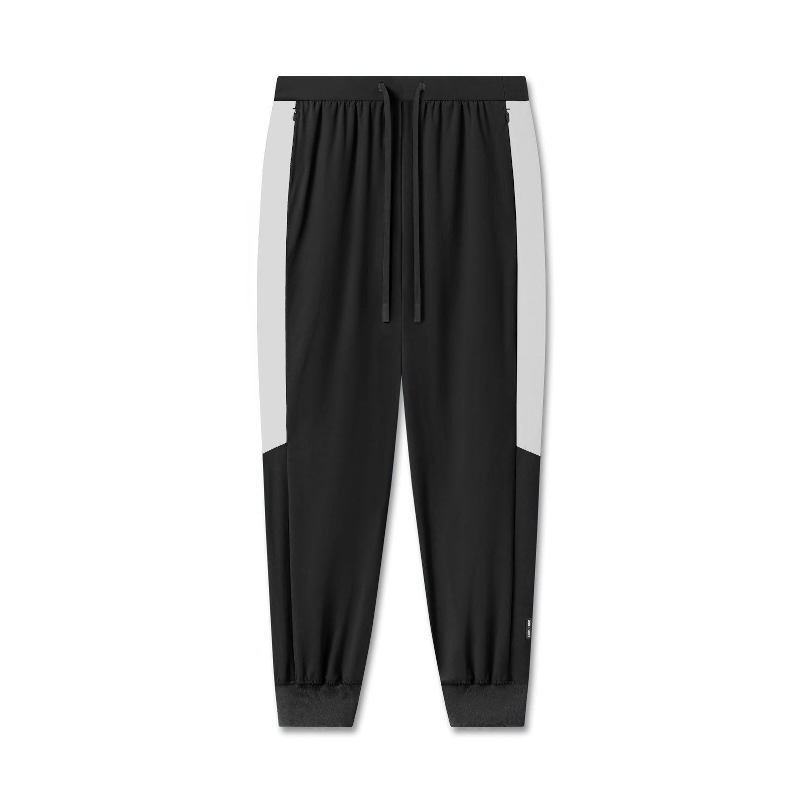 flatlay Tetra-Lite® Cuffed Training Jogger in black with white side panels, front view