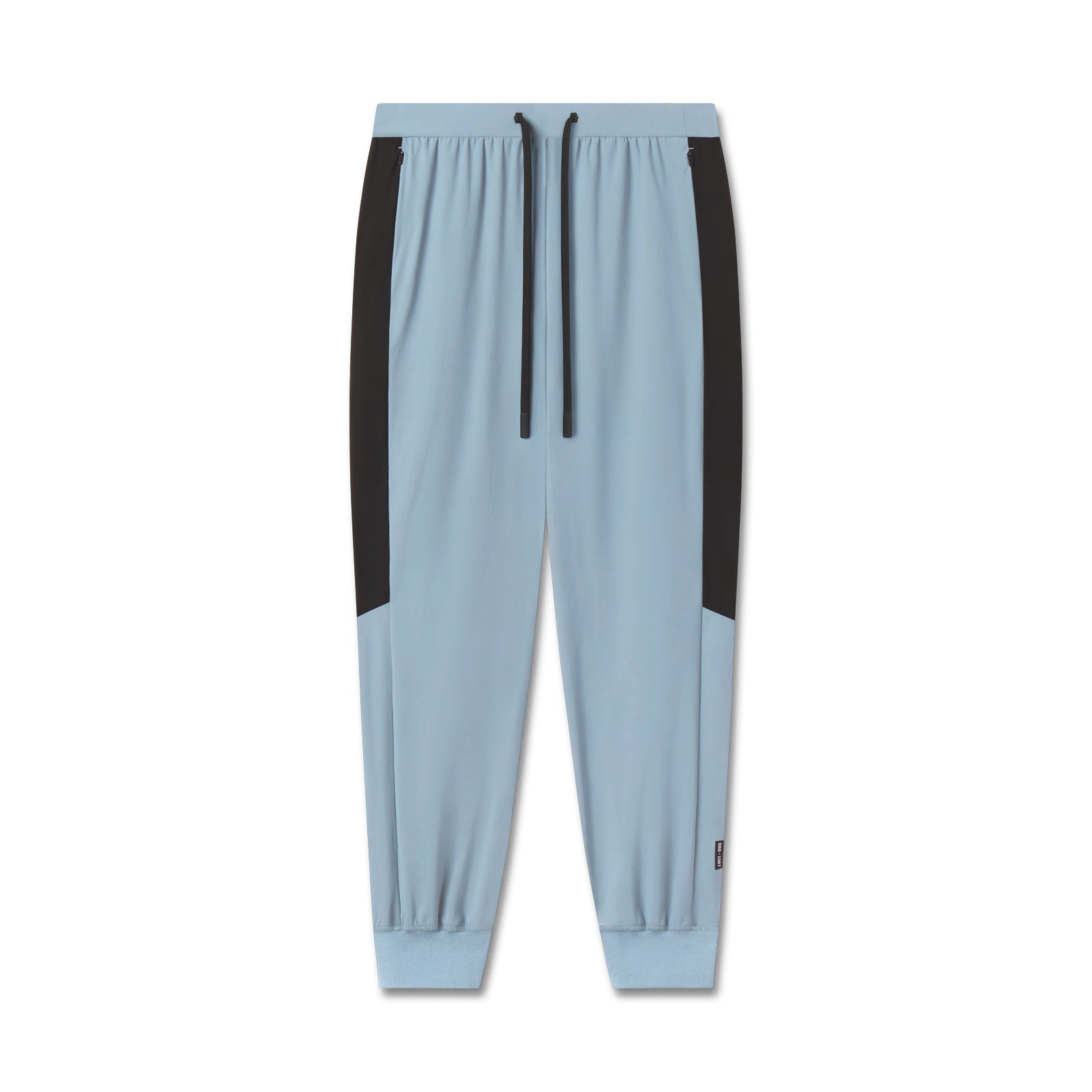 flatlay Tetra-Lite Cuffed Training Jogger in light sky blue with black side panels, front view