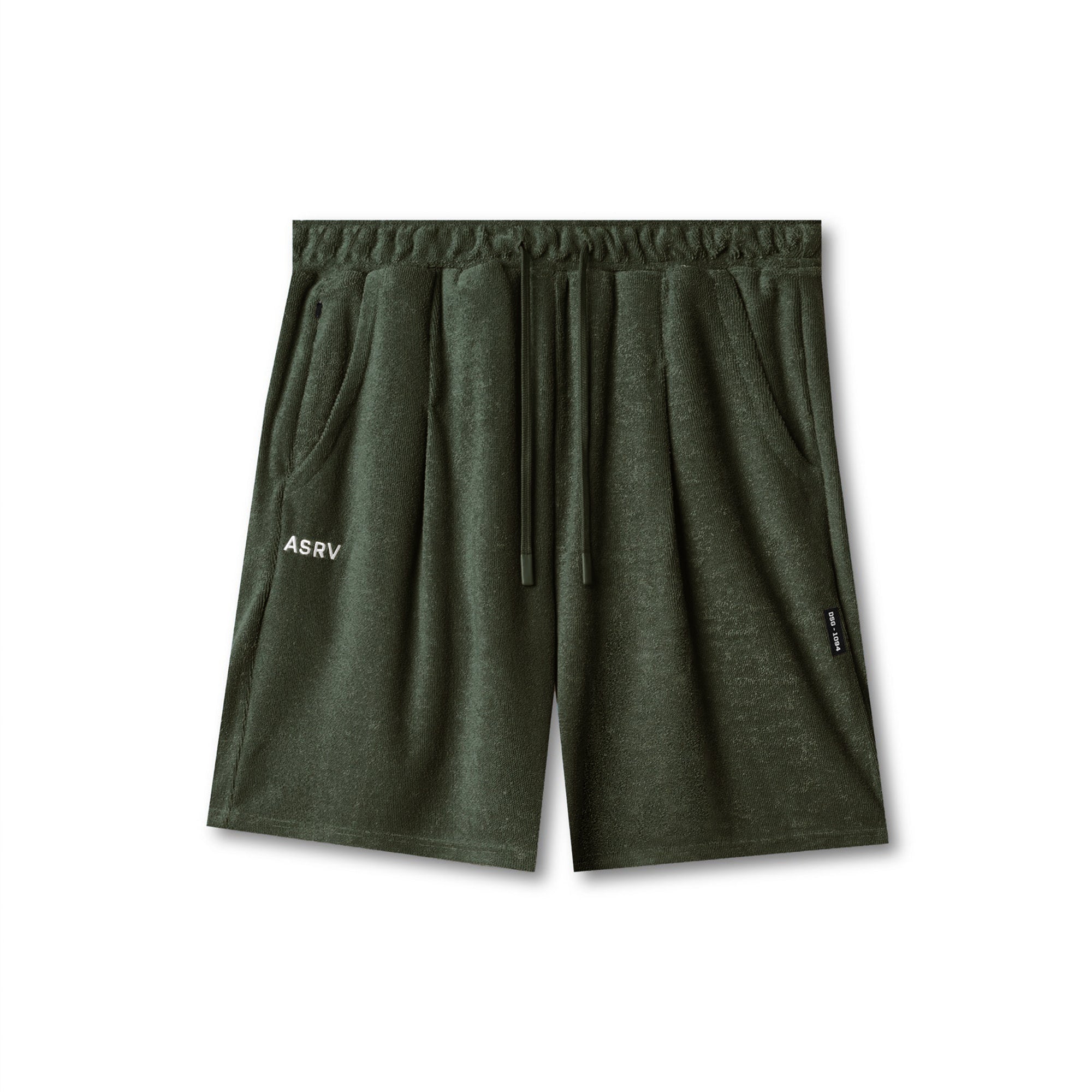 flatlay Towel Terry Relaxed Short in olive, front view
