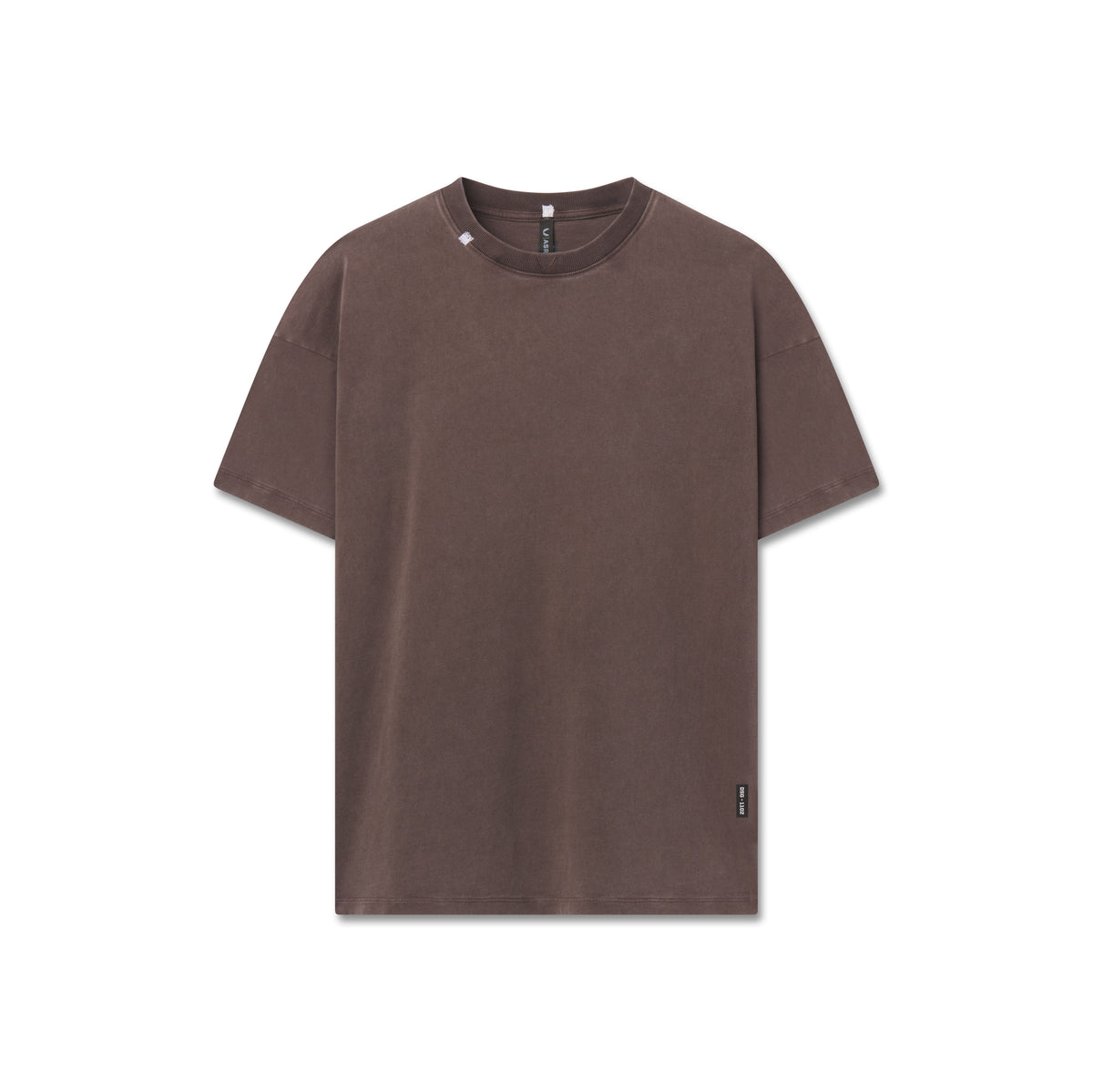 Flatlay of Distressed Relaxed Tee in dark earth brown, front view