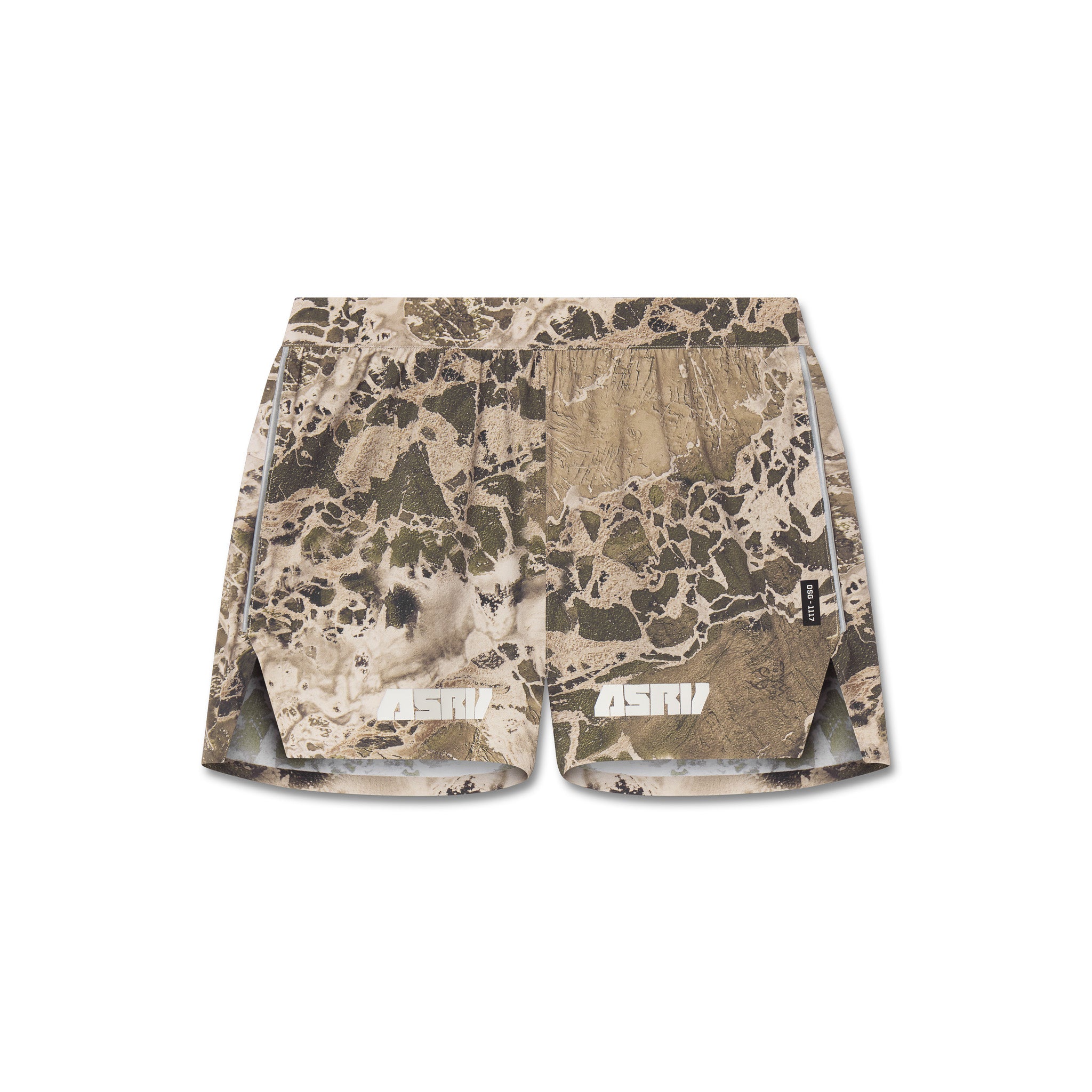 flatlay Aerotex™ 3" Distance Short in Realtree® WAV3 Blade camo, front view