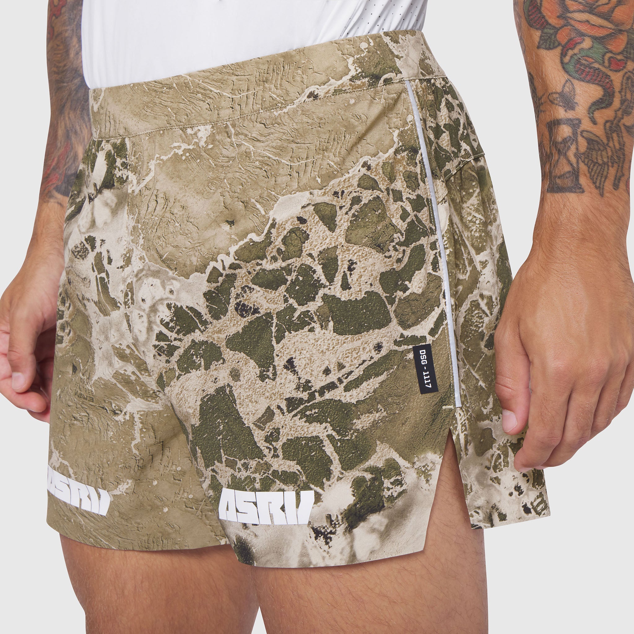 Aerotex™ 3" Distance Short in Realtree® WAV3 Blade camo, worn by model, side view