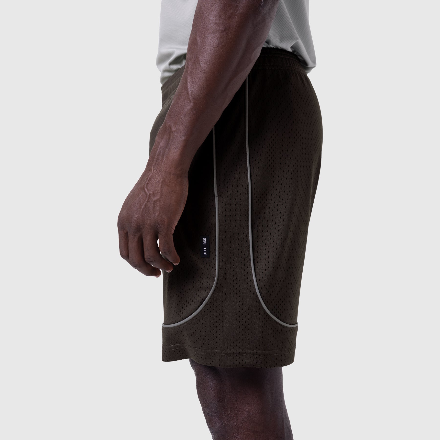 Ion-Mesh™ Modal Liner Short in Dark Earth, side view on model