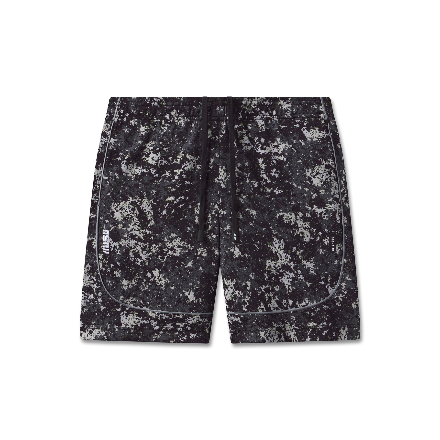 flatlay Ion-Mesh Modal Liner Short in black pixel camo, front view