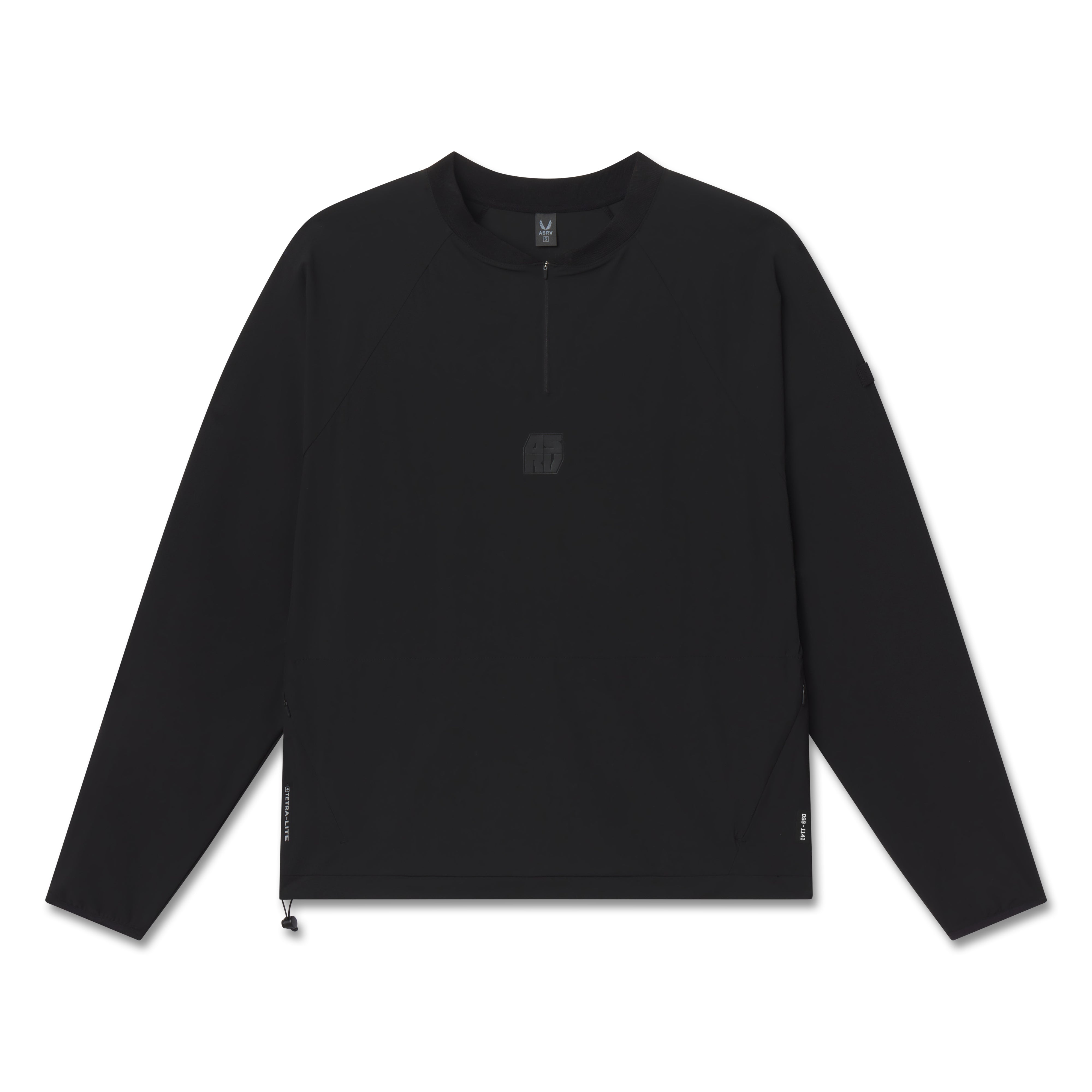 flatlay Tetra-Lite® Blade Collar Zip Jacket in black, front view