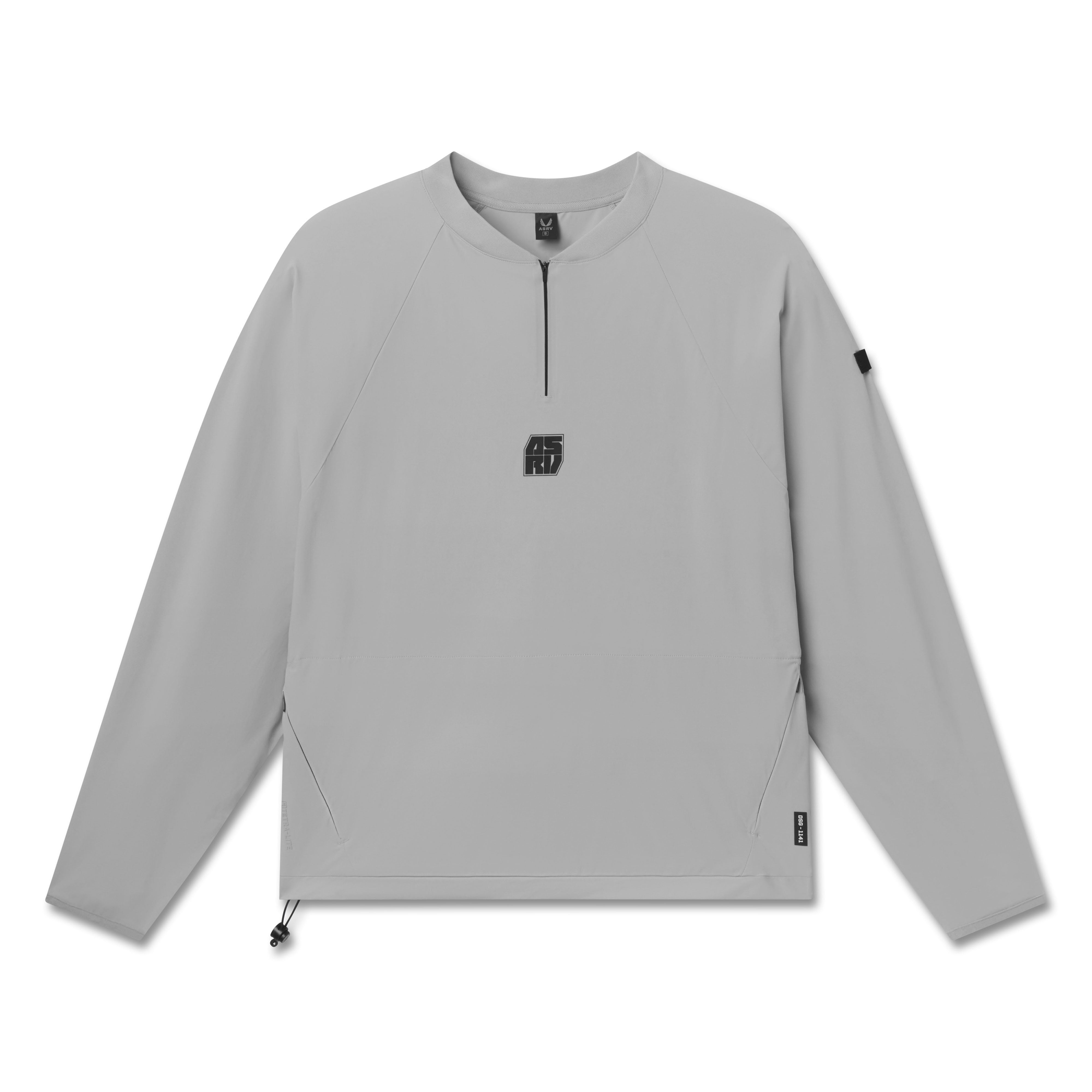Flatlay of Tetra-Lite Blade Collar Zip Jacket in slate grey, front view