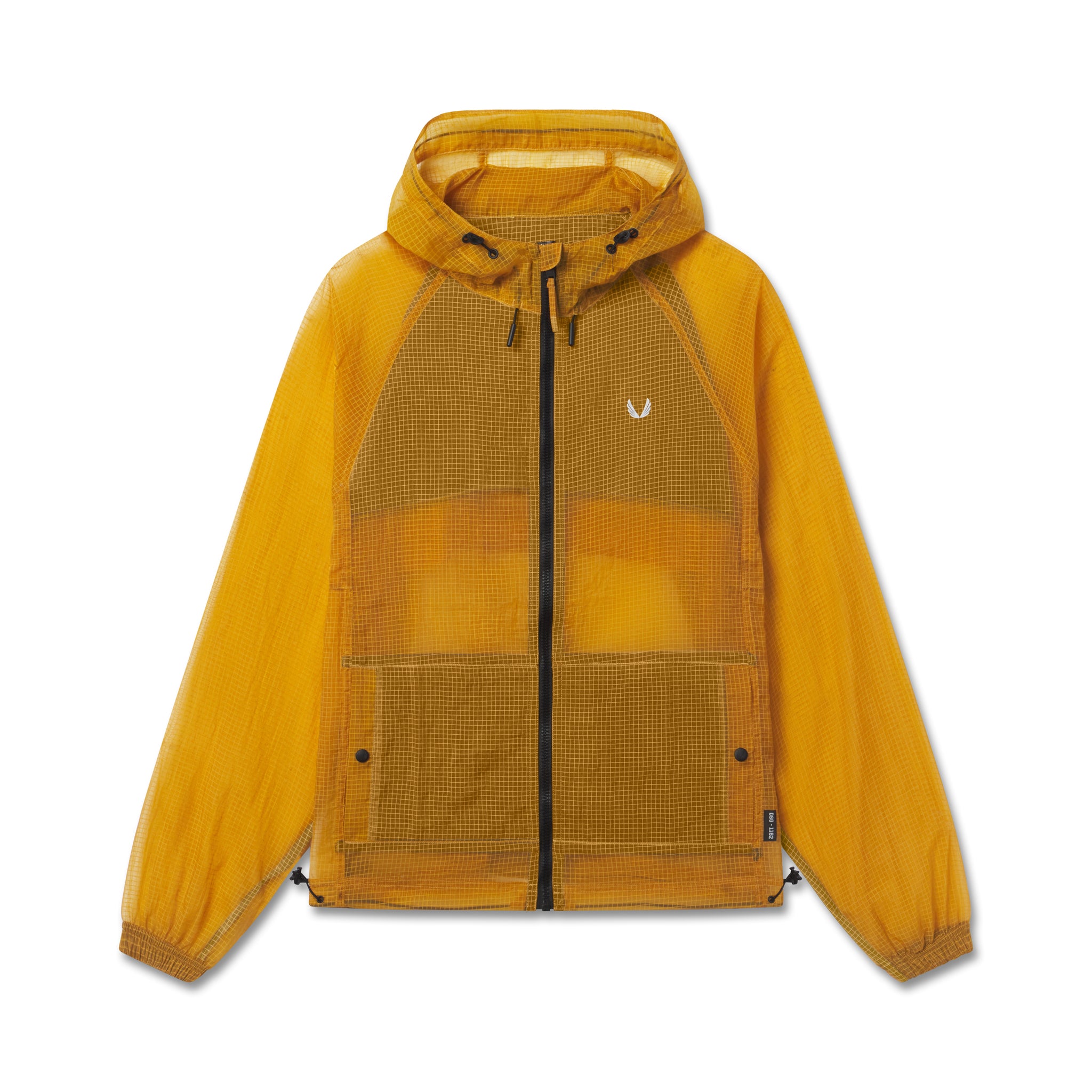 flatlay Weather-Ready Transparent Ripstop Shell Jacket in amber, front view