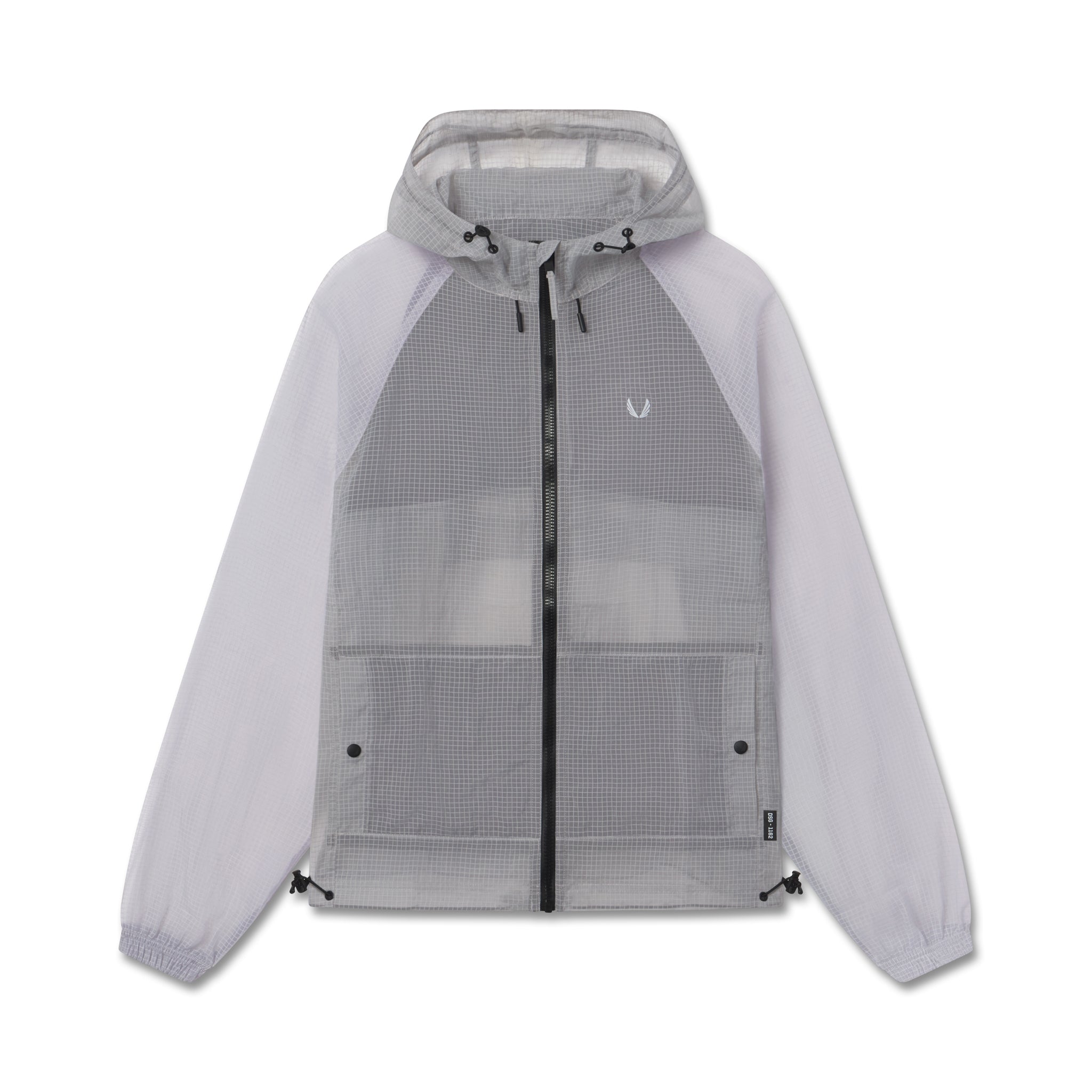 flatlay Weather-Ready Transparent Ripstop Shell Jacket in slate grey, front view