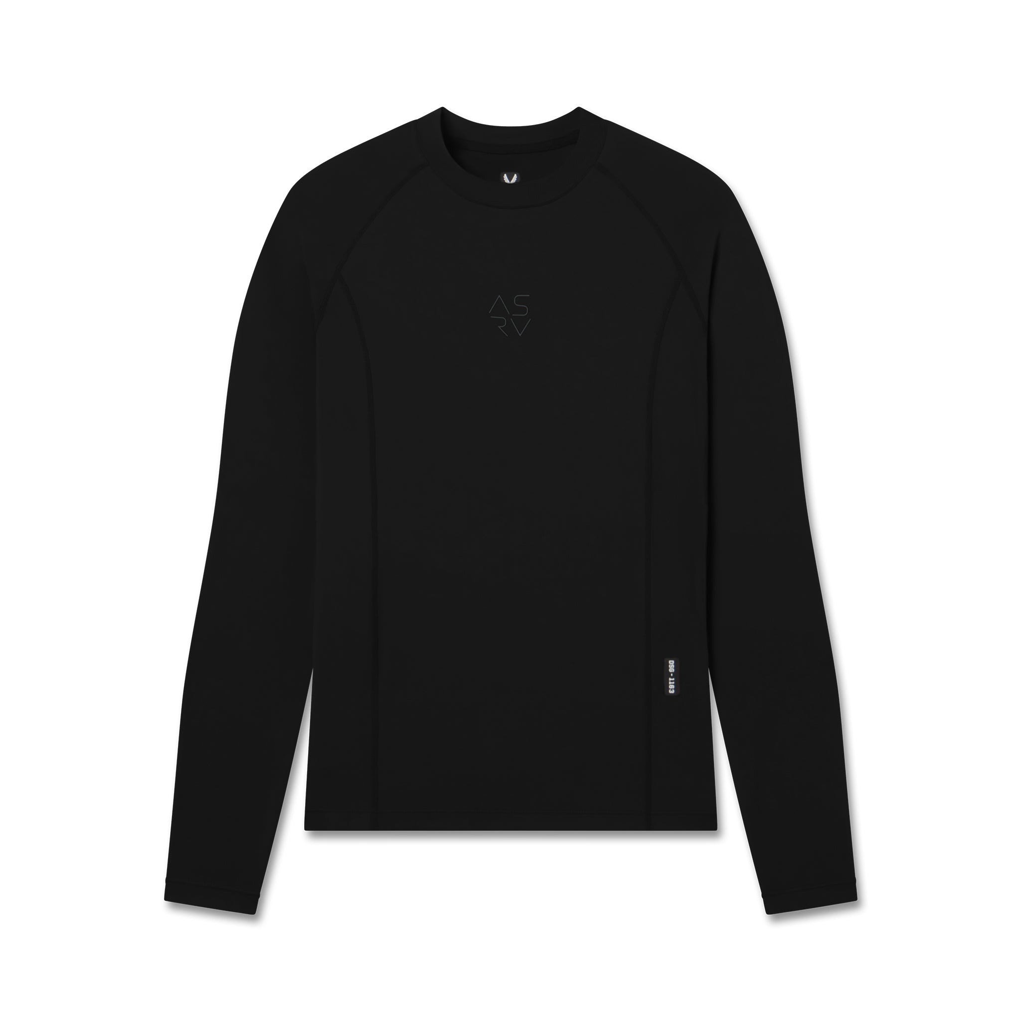 flatlay LYCRA® ADAPTIV Baselayer Longsleeve in black, front view