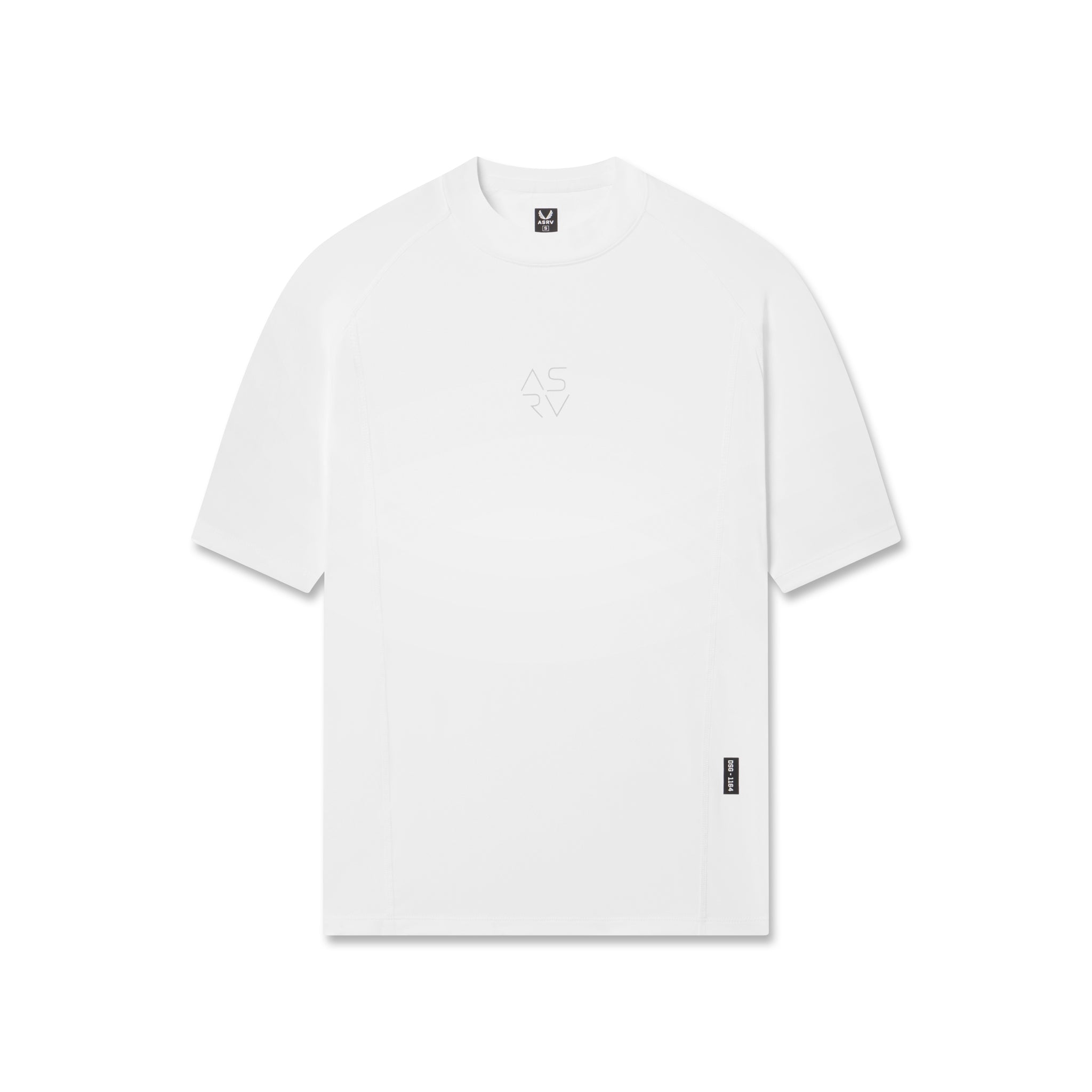 flatlay LYCRA® ADAPTIV Baselayer Shortsleeve in white, front view