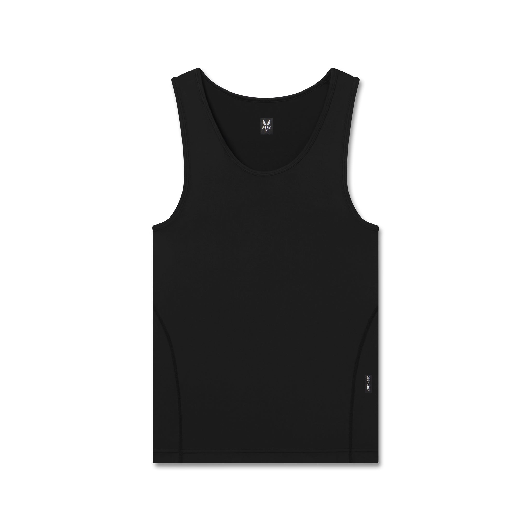 flatlay LYCRA® ADAPTIV Baselayer Tank in black, front view