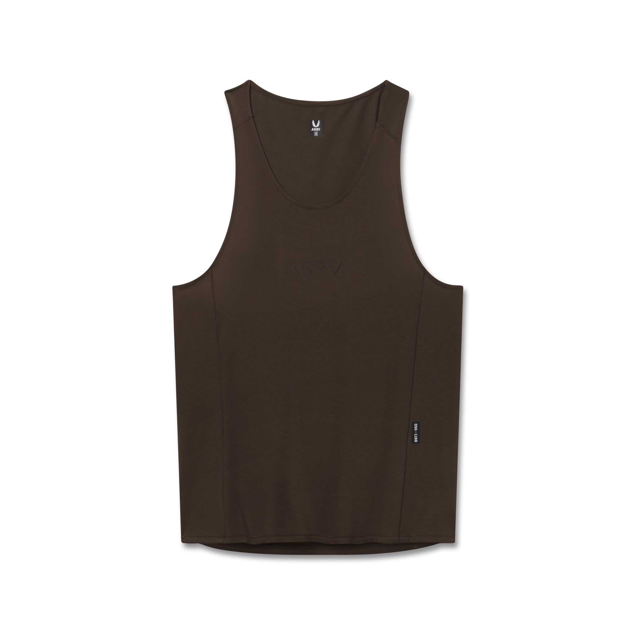 flatlay Polartec® Delta Singlet in dark earth, front view