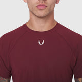 Laser-Vent™ Training Tee in crimson worn by male model, front view