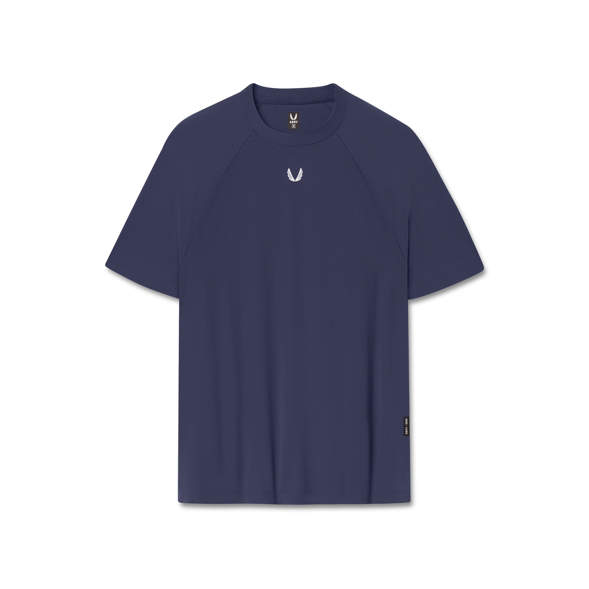 flatlay Laser-Vent Training Tee in navy, front view