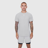 Laser-Vent Training Tee in slate grey worn by model, front view