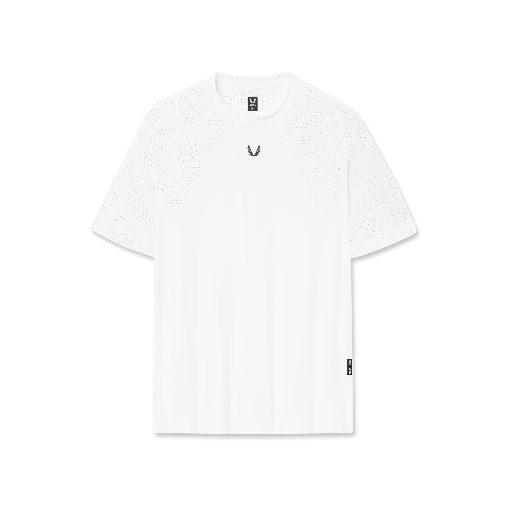 flatlay Laser-Vent Training Tee in white, front view