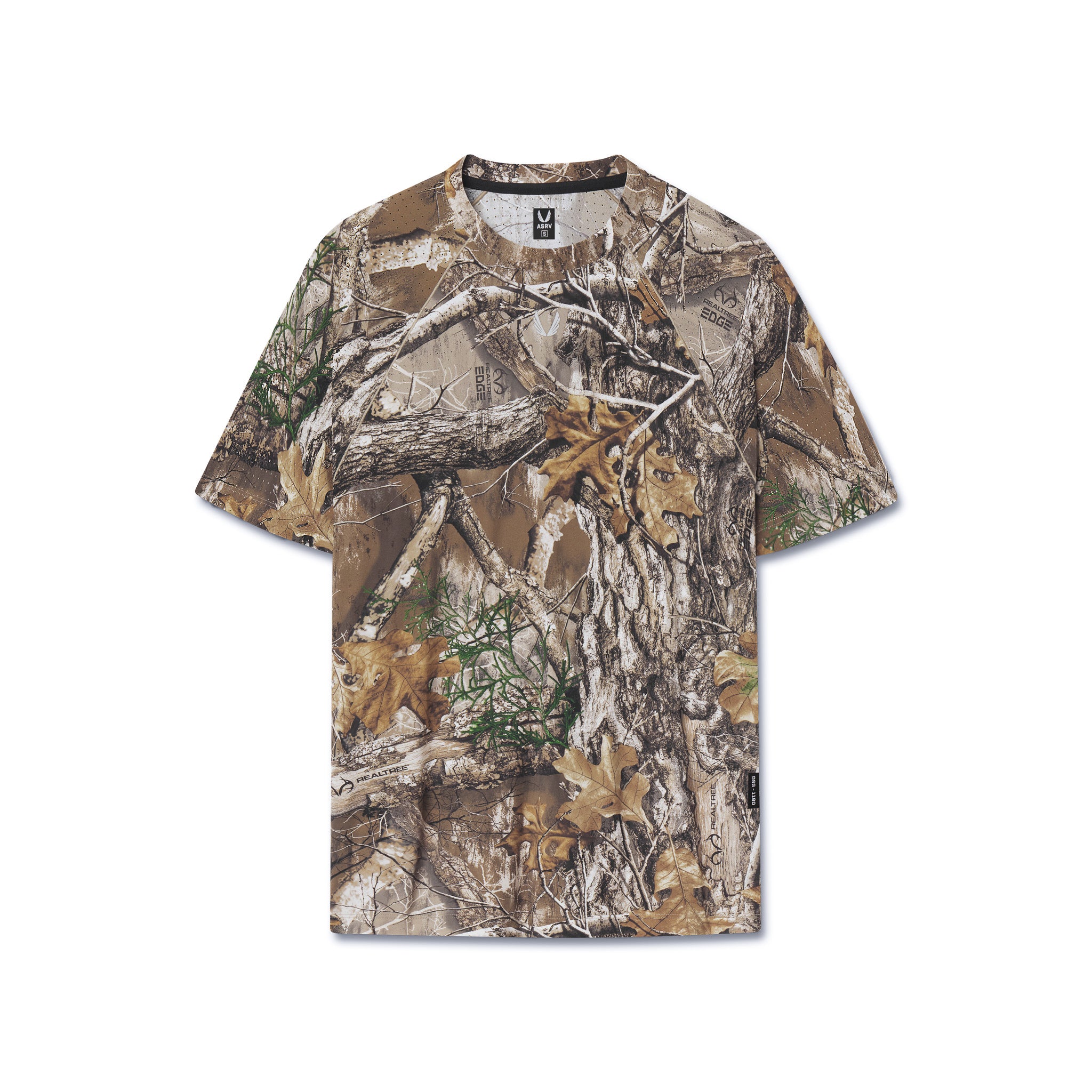 flatlay Laser-Vent Training Tee in Realtree Edge camouflage, front view