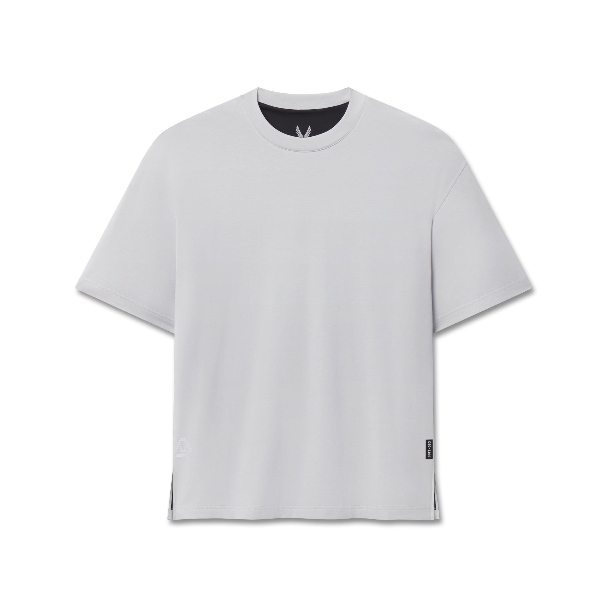 Flatlay of SUPIMA® Ice-Skin™ Reversible Tee in slate grey with black interior, front view