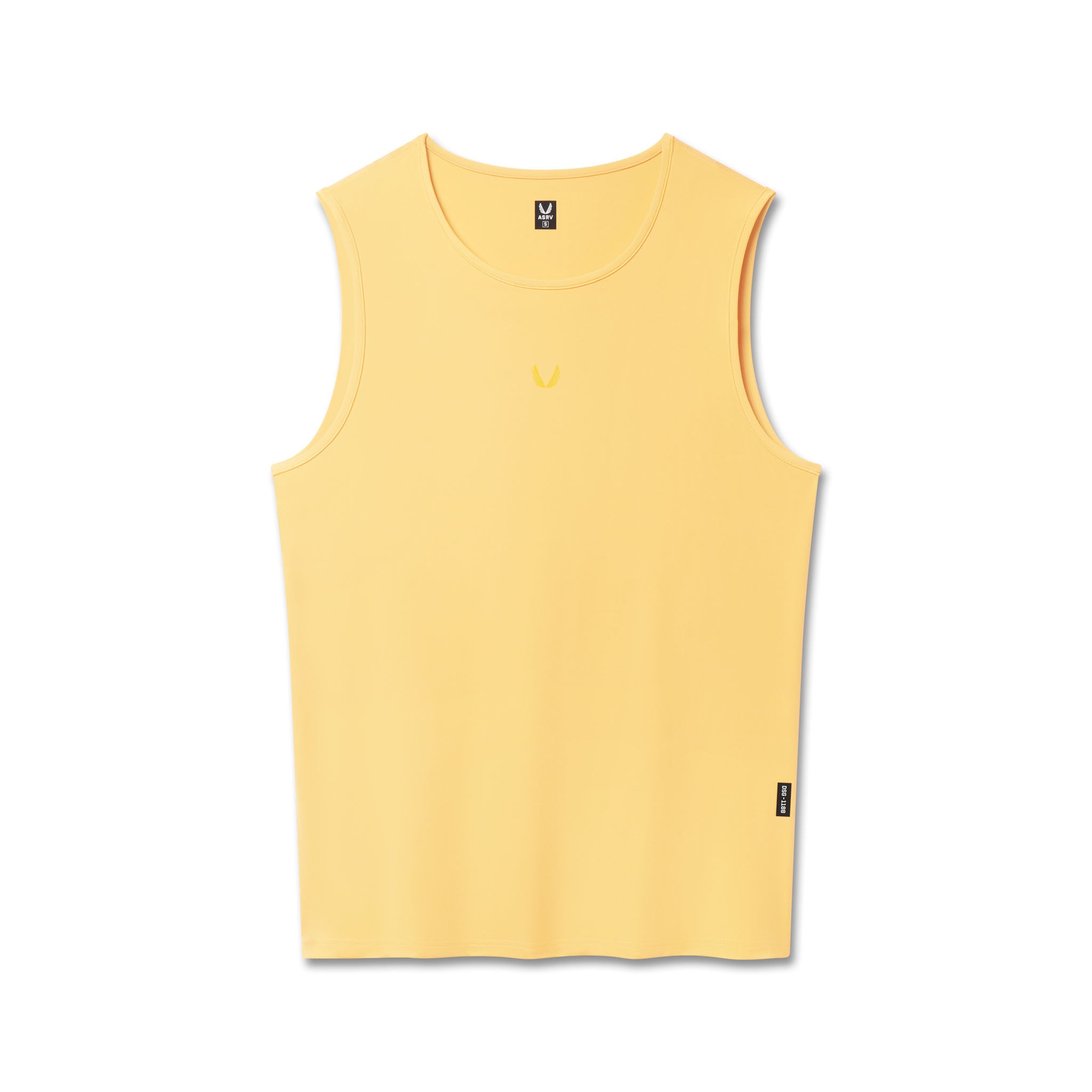flatlay Warpflexx-Lite Training Tank in amber yellow, front view