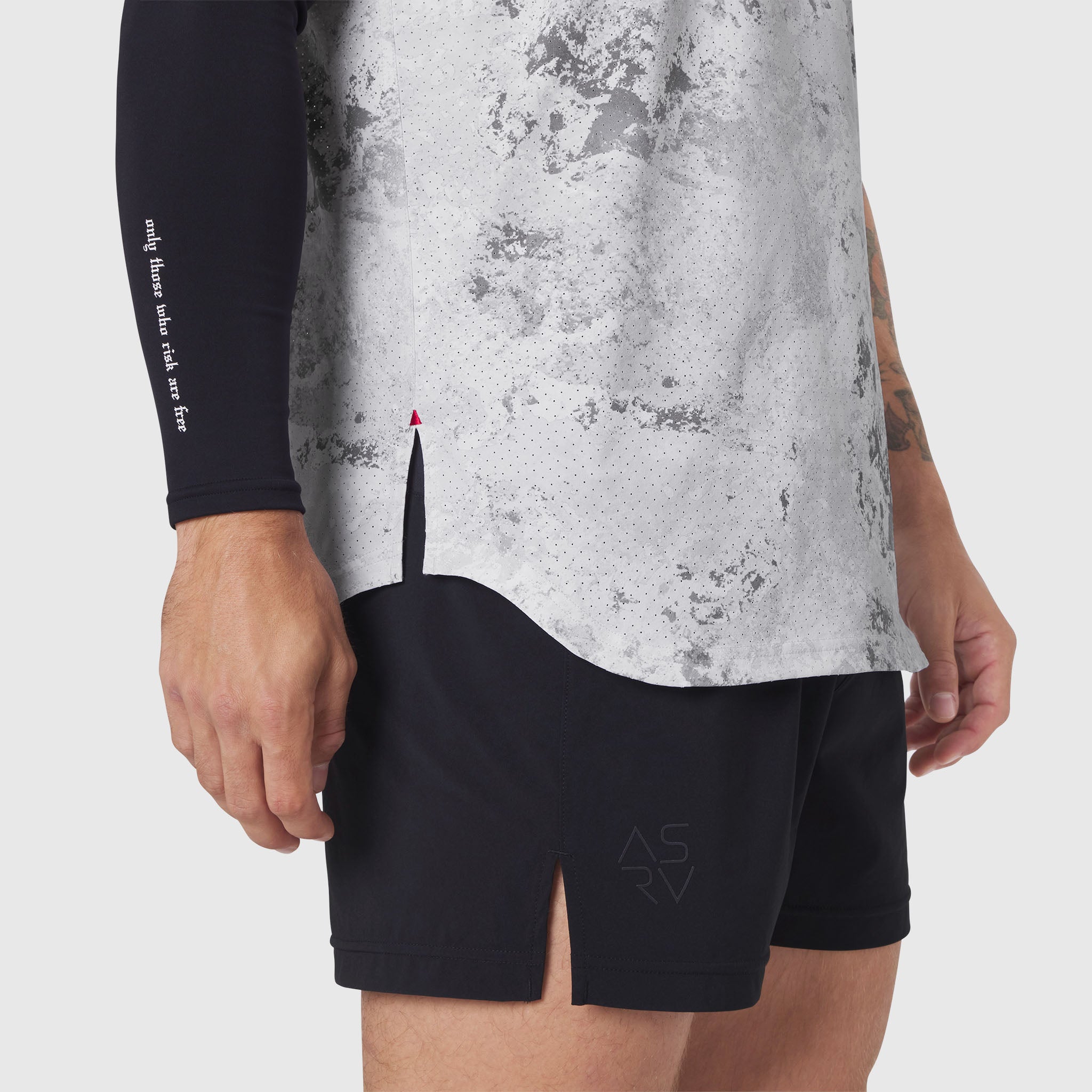 Aerotex Perforated Run Tank in Sedona Snow Camo worn by model, side view