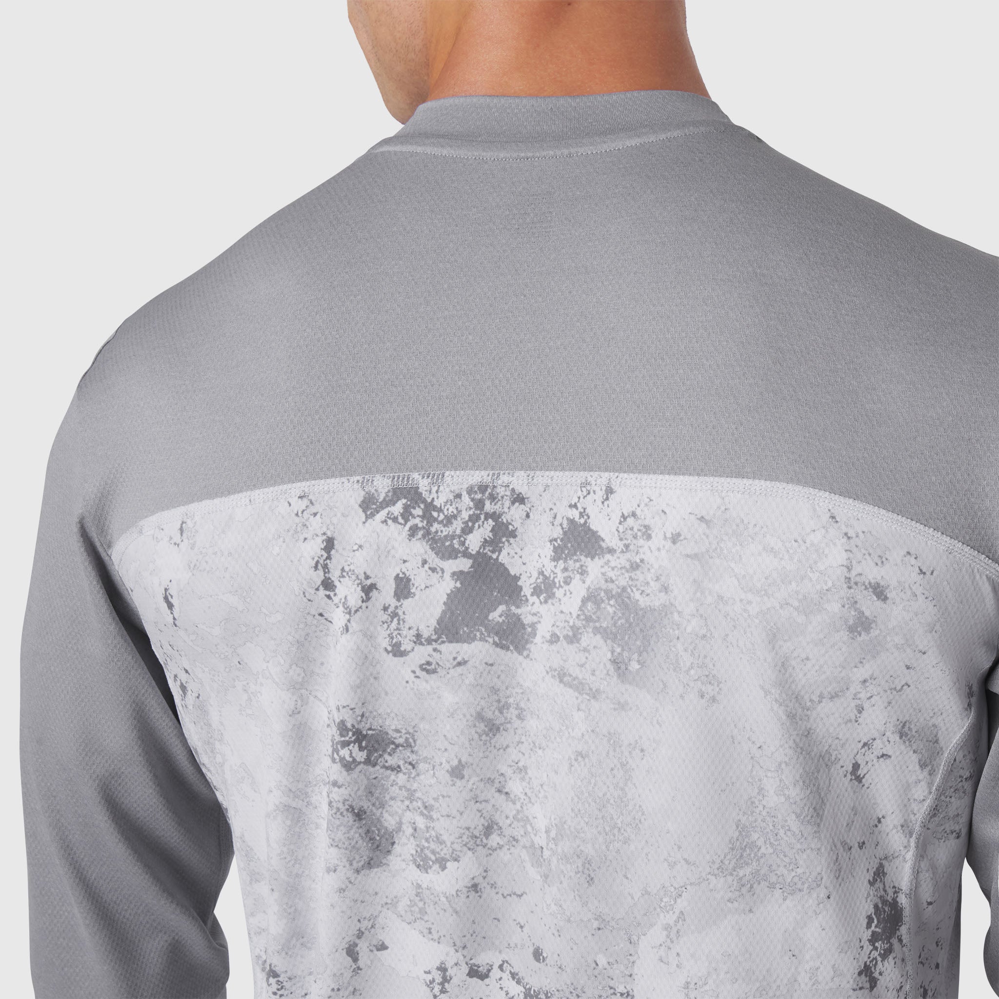 AEROSILVER® UPF50+ Run Long Sleeve in Sedona Snow Camo worn by model, back view