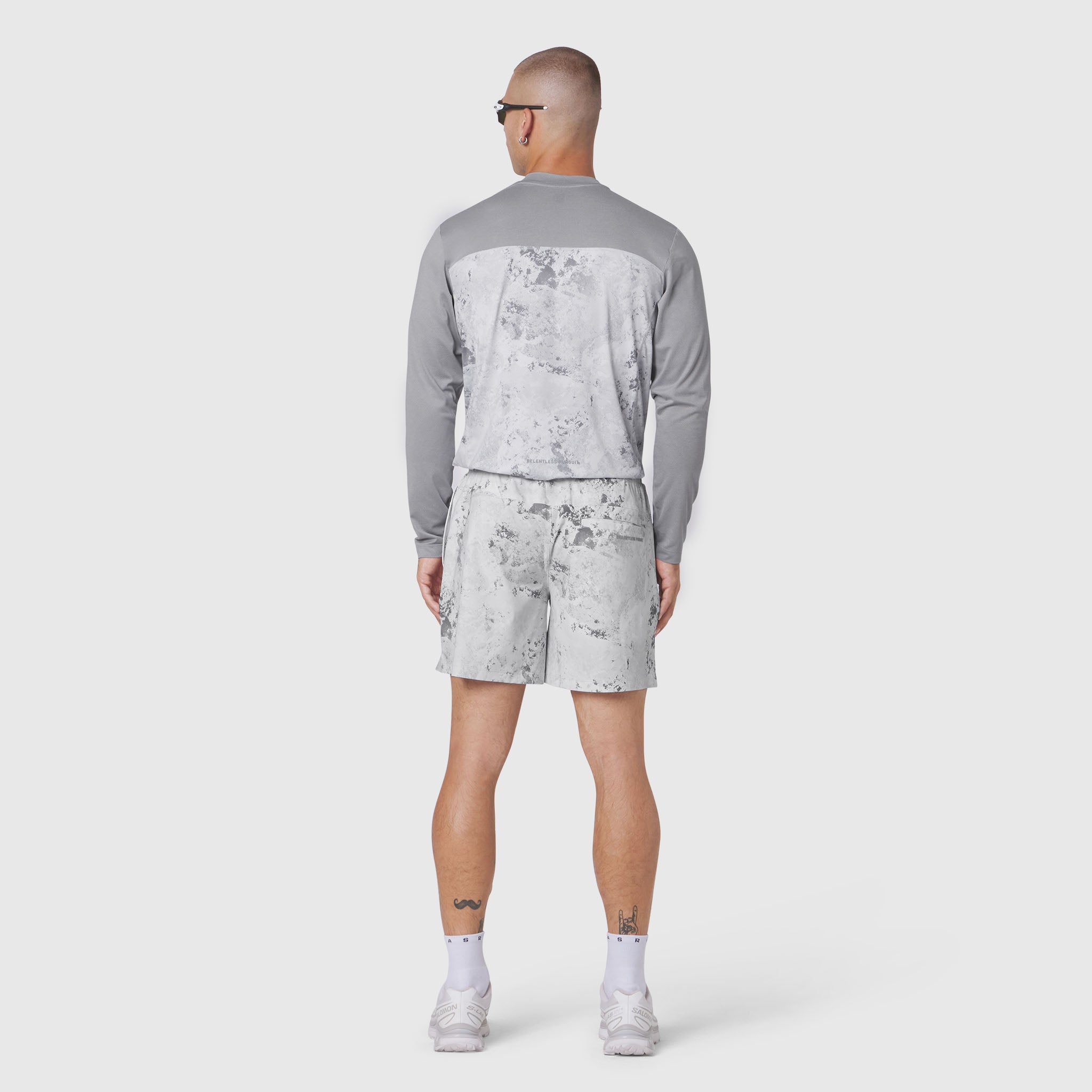 AEROSILVER® UPF50+ Run Long Sleeve in Sedona Snow Camo worn by model, back view