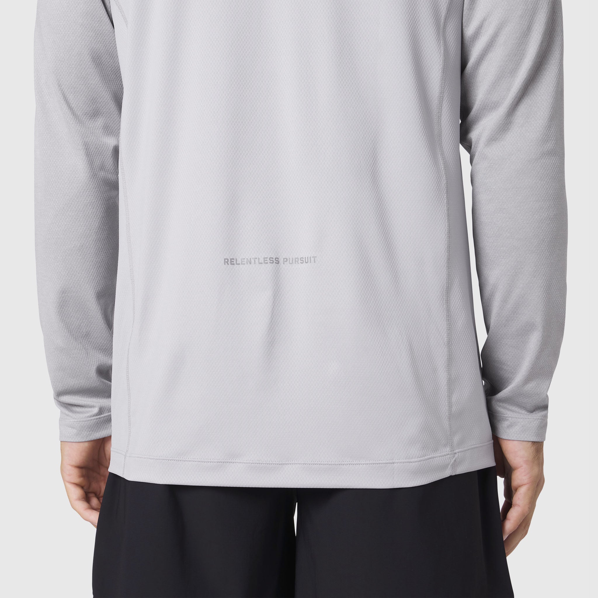 AEROSILVER® UPF50+ Run Long Sleeve in slate grey, back view on model