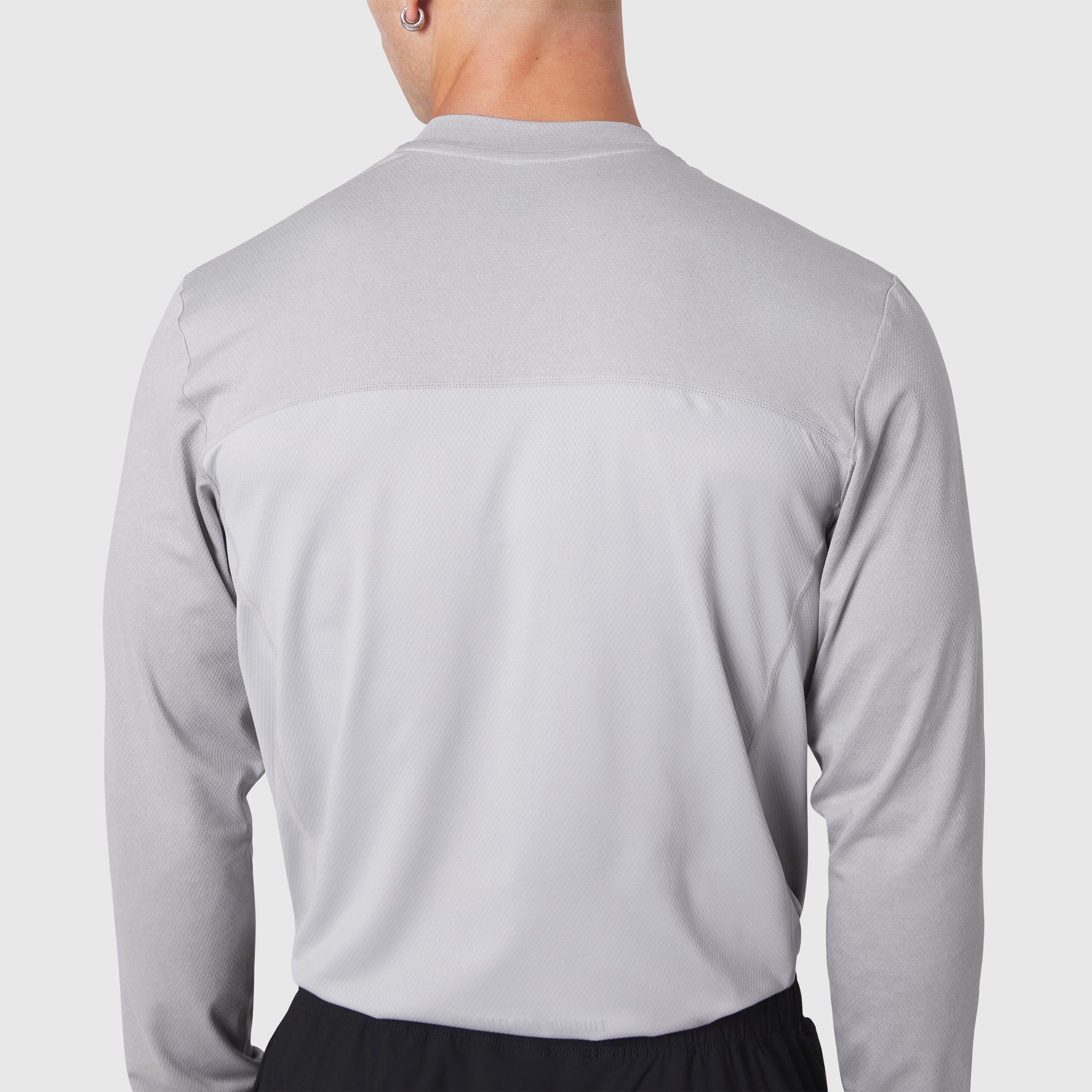 AEROSILVER UPF50+ Run Long Sleeve in Slate Grey, back view on model