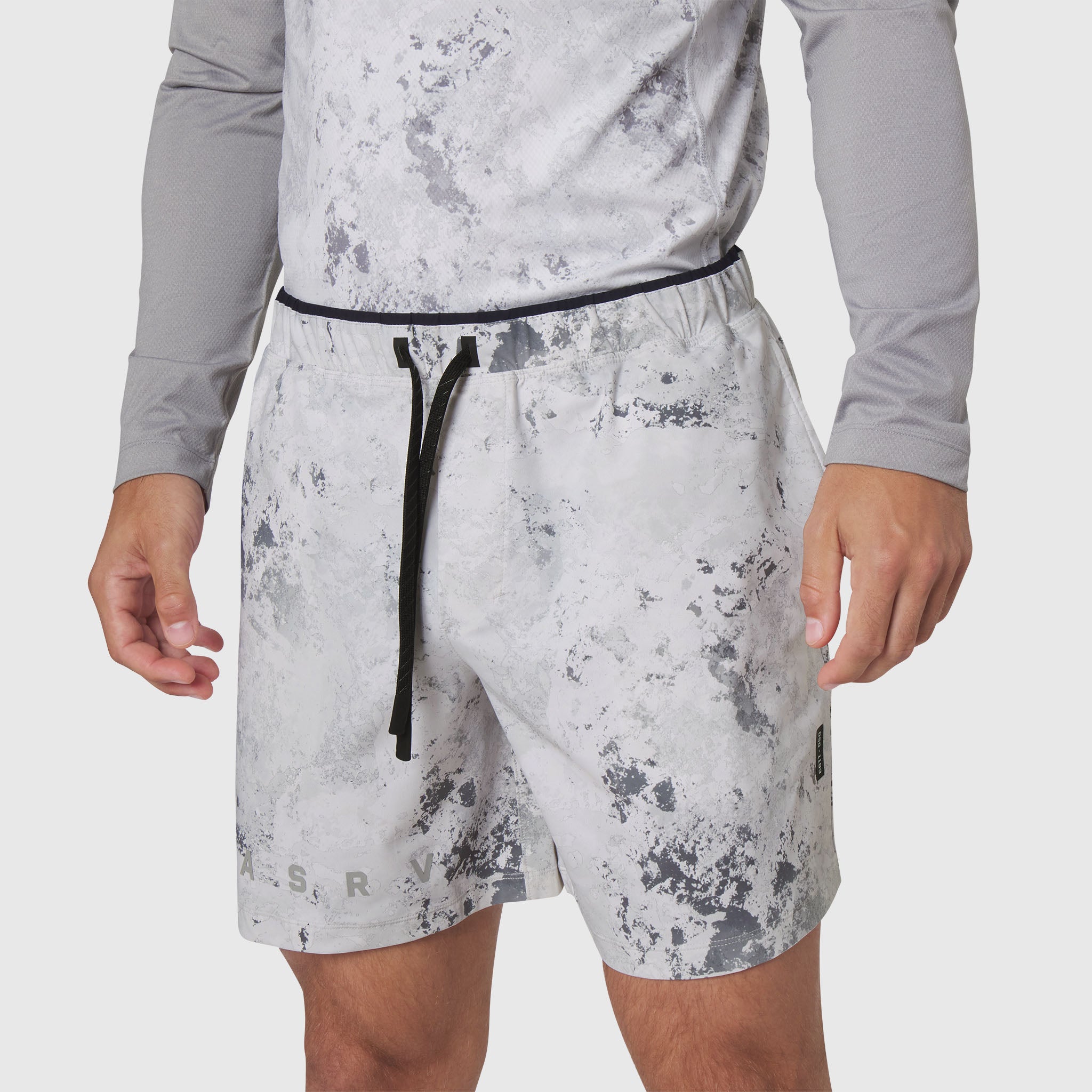 Revolutional Training Short in Sedona Snow Camo worn by model, front view