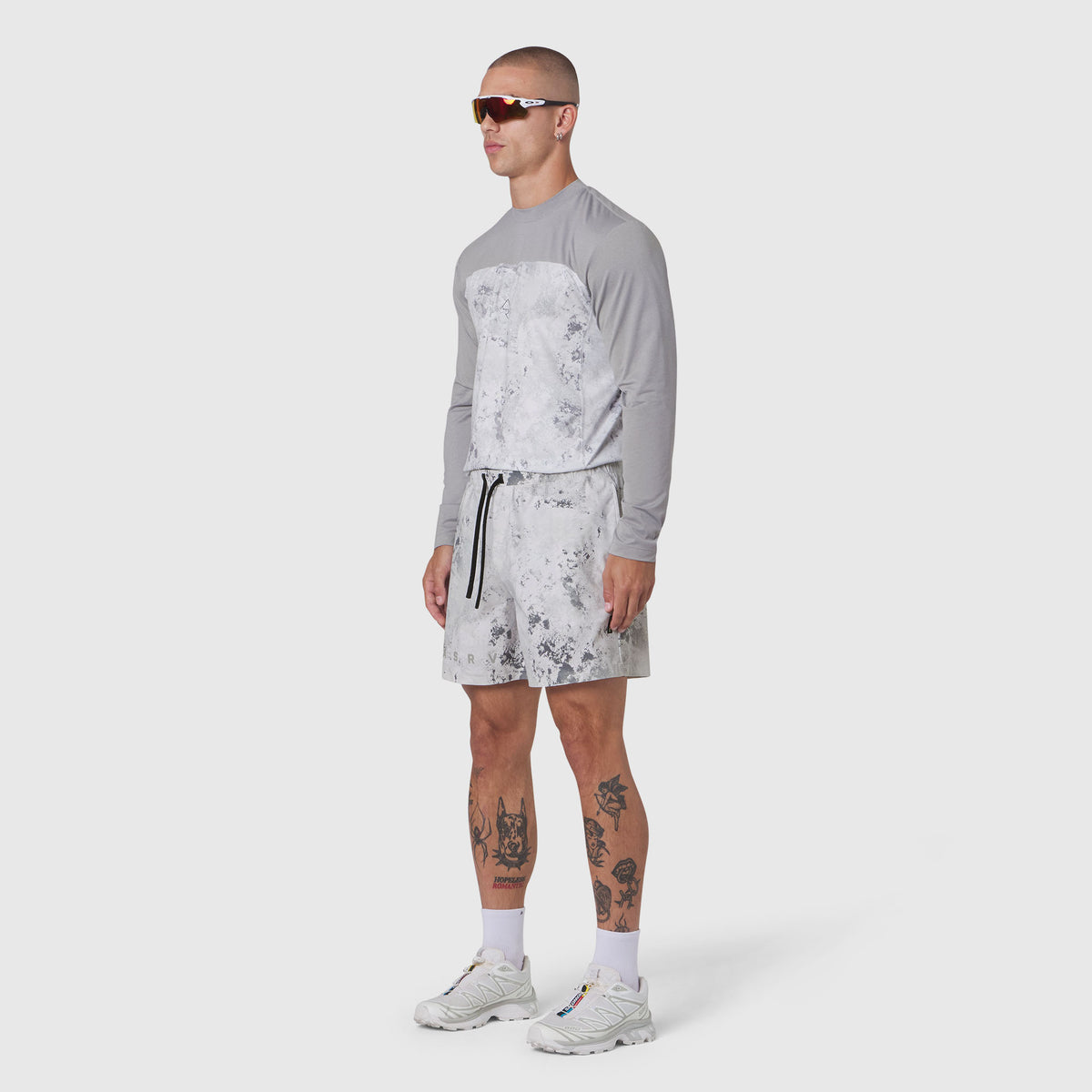 Revolutional Training Short in Sedona Snow Camo worn by model, side view
