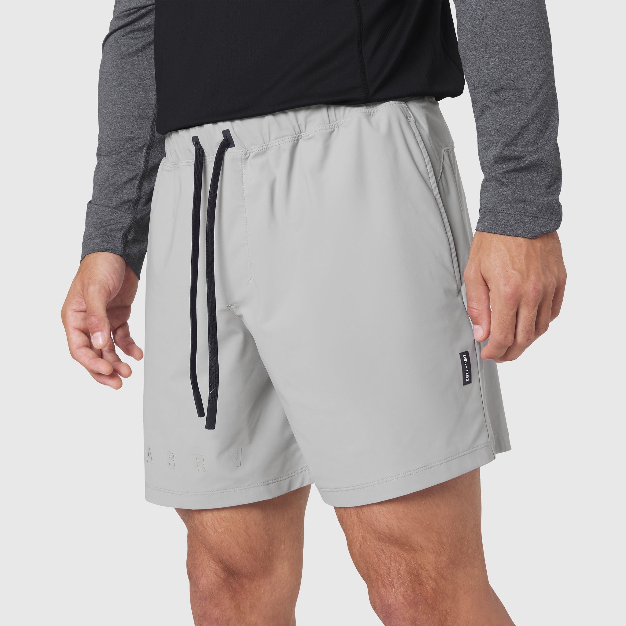 Revolutional Training Short in Slate Grey, worn by model, front view