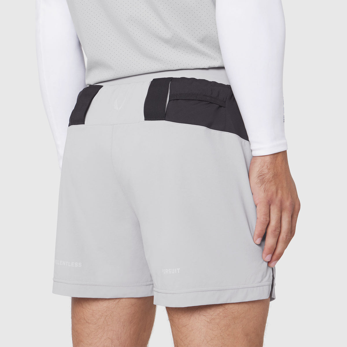 Aerotex™ Distance Run Short in Slate Grey, rear view on model