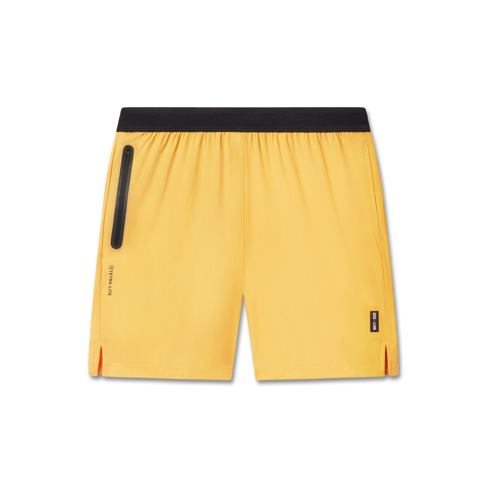 flatlay TETRA-LITE® 7" Linerless Training Short in amber, front view