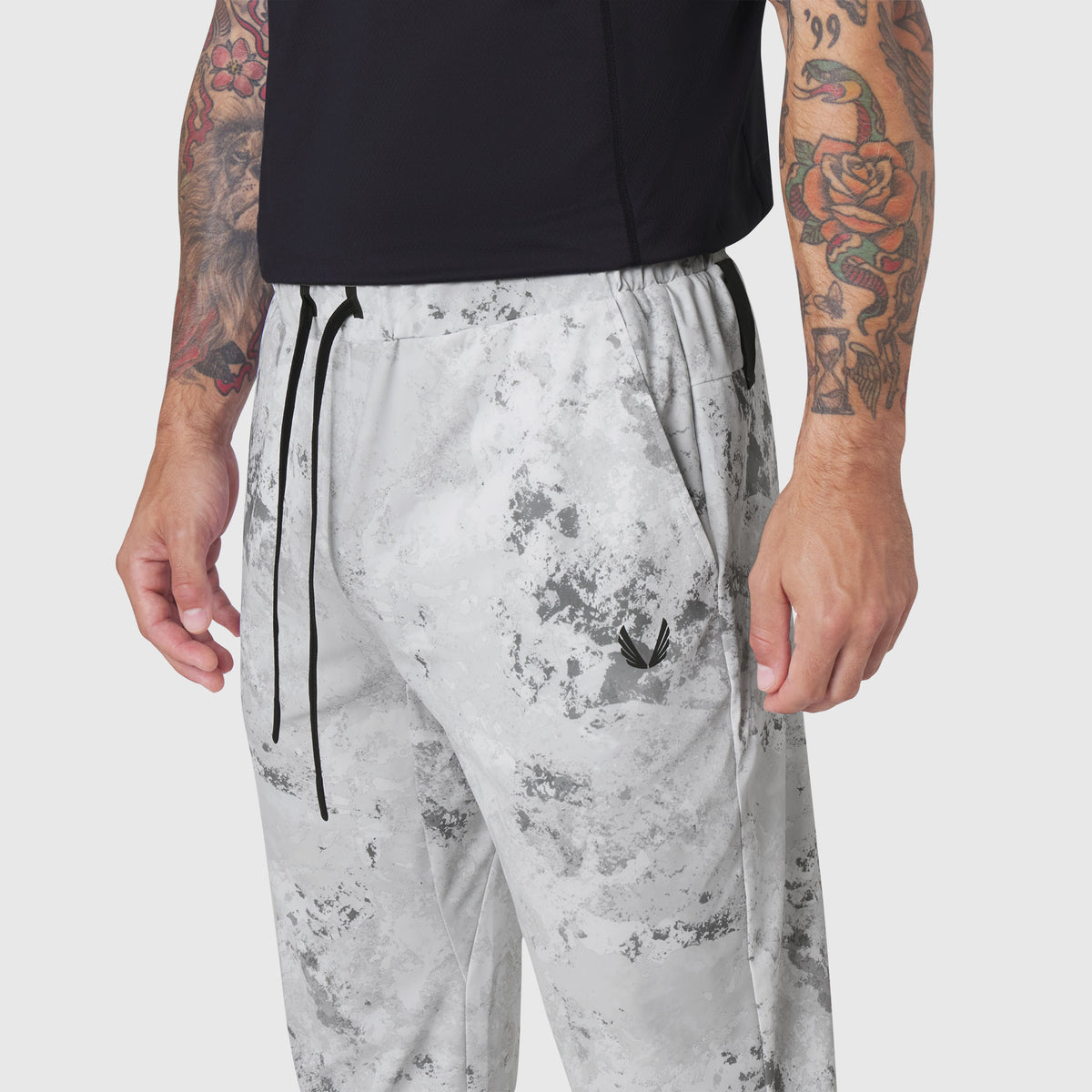TETRA-LITE Training Jogger in Sedona Snow Camo worn by model, front view