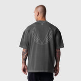 1208. Tech Essential™ Oversized Boxy Tee - Faded Grey "Outline"