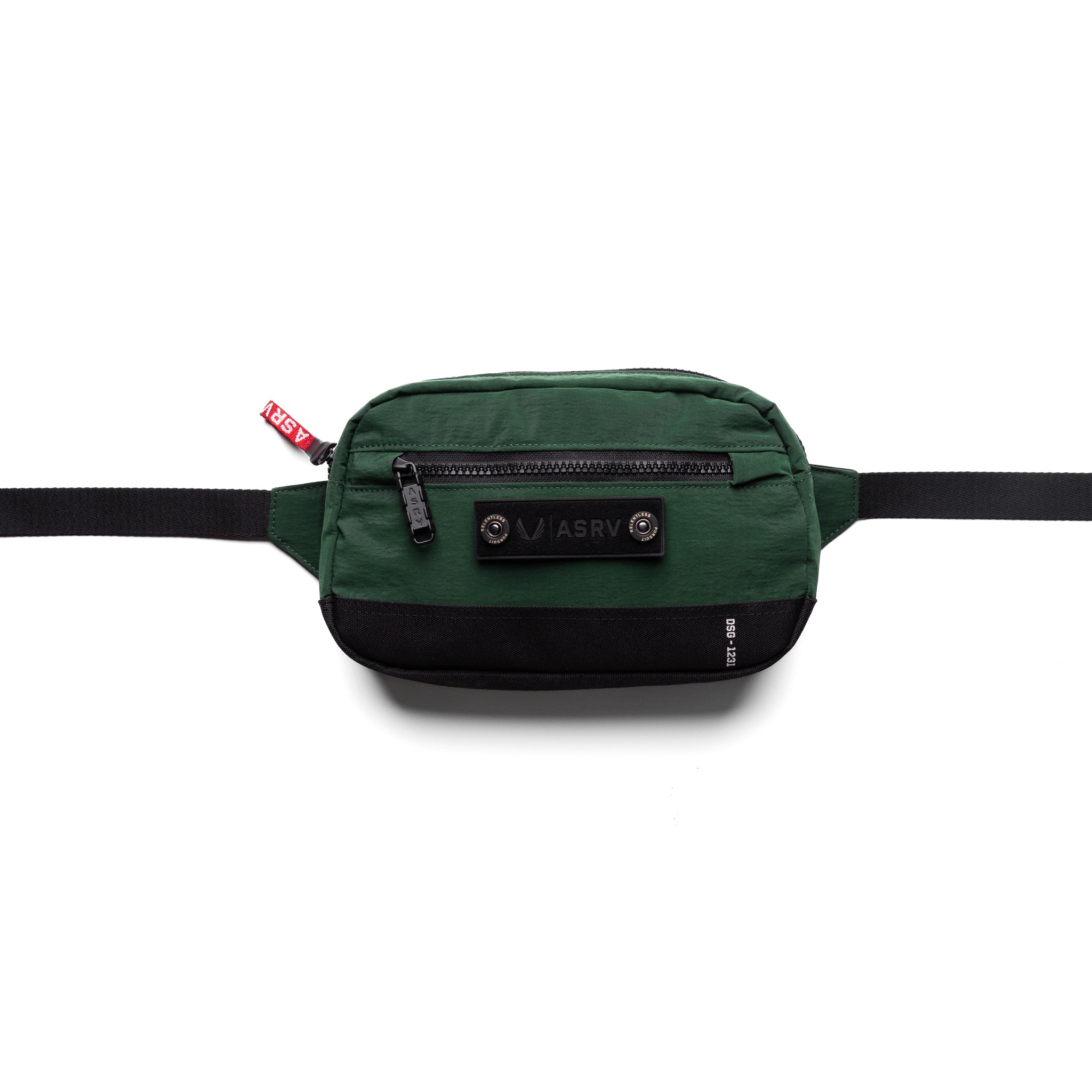 Flatlay 1231 Ripstop Crossbody Bag in forest green, front view