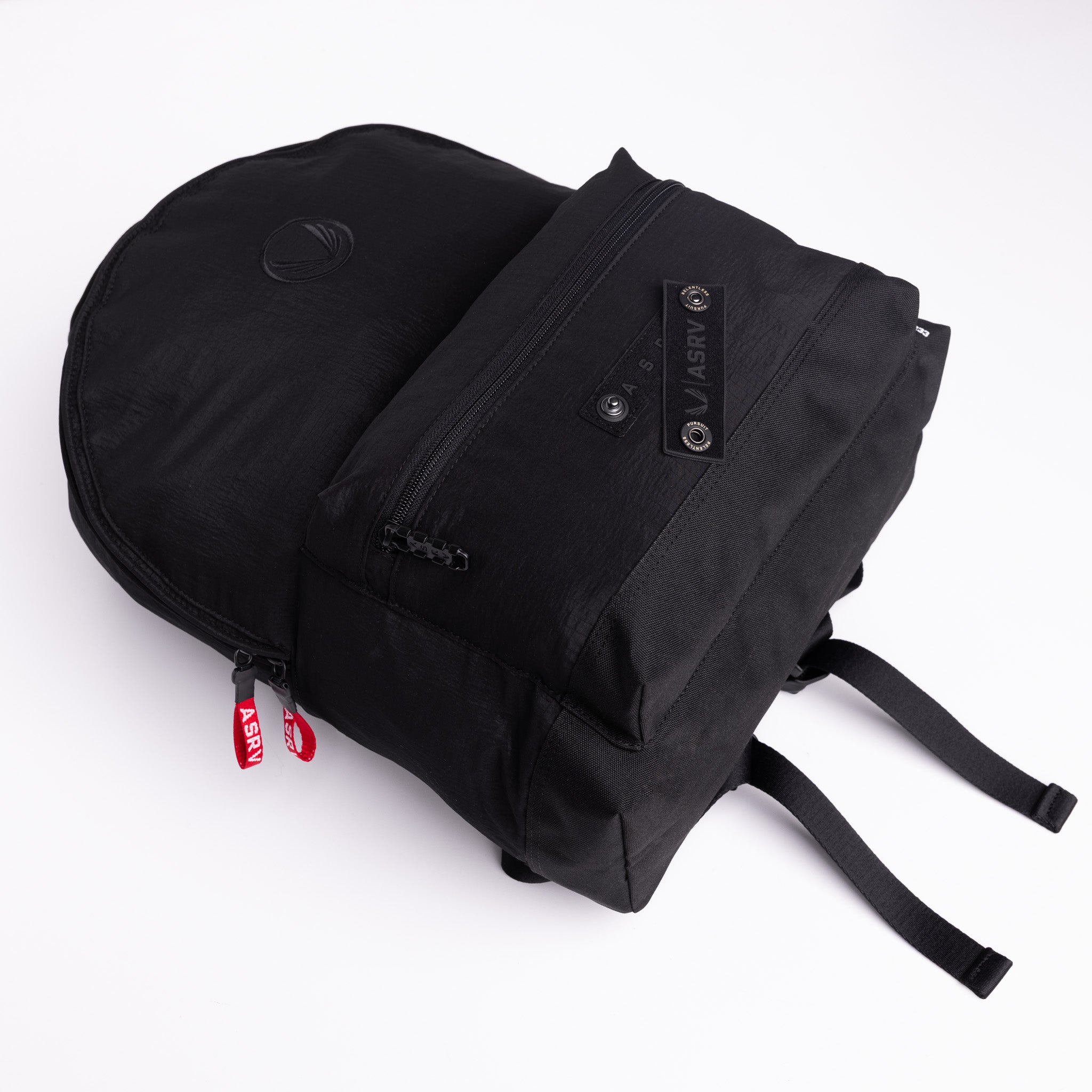 Flatlay 1233 Ripstop Backpack in black, back view