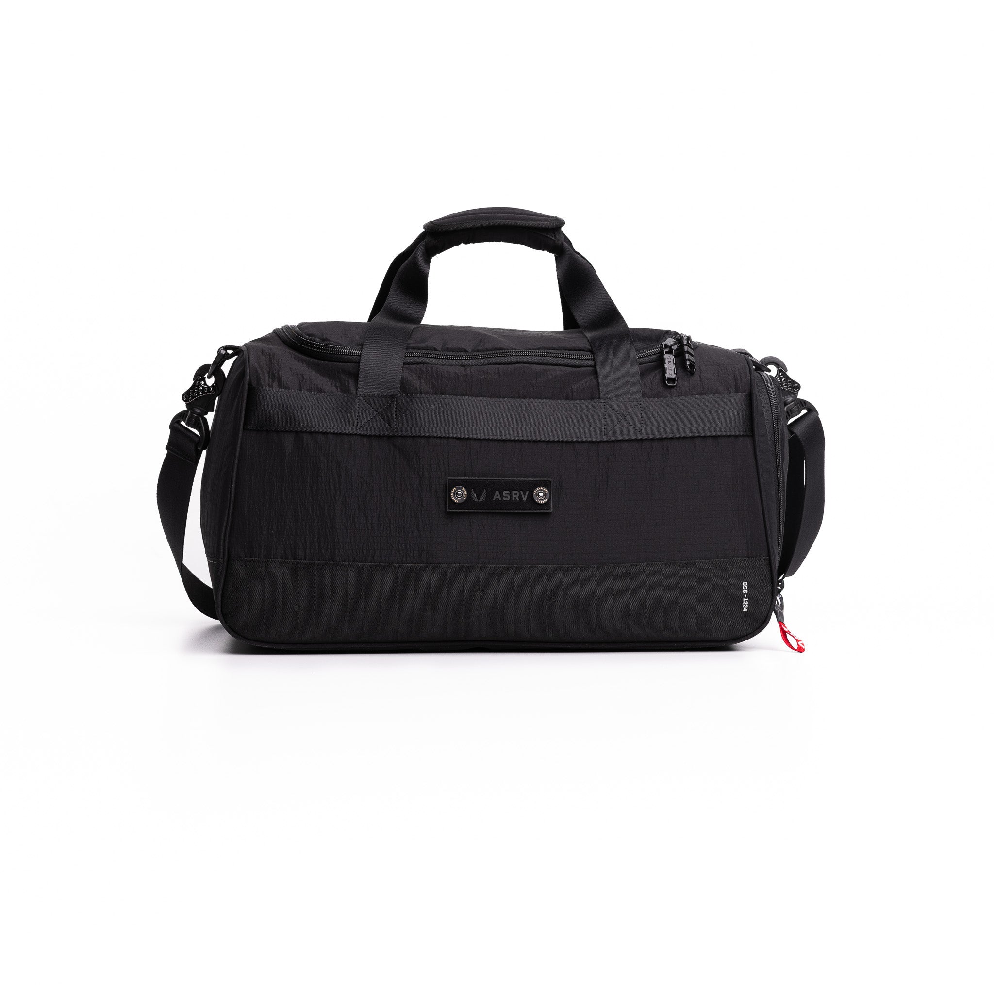 Flatlay 1234 Ripstop Duffle Bag in black, front view