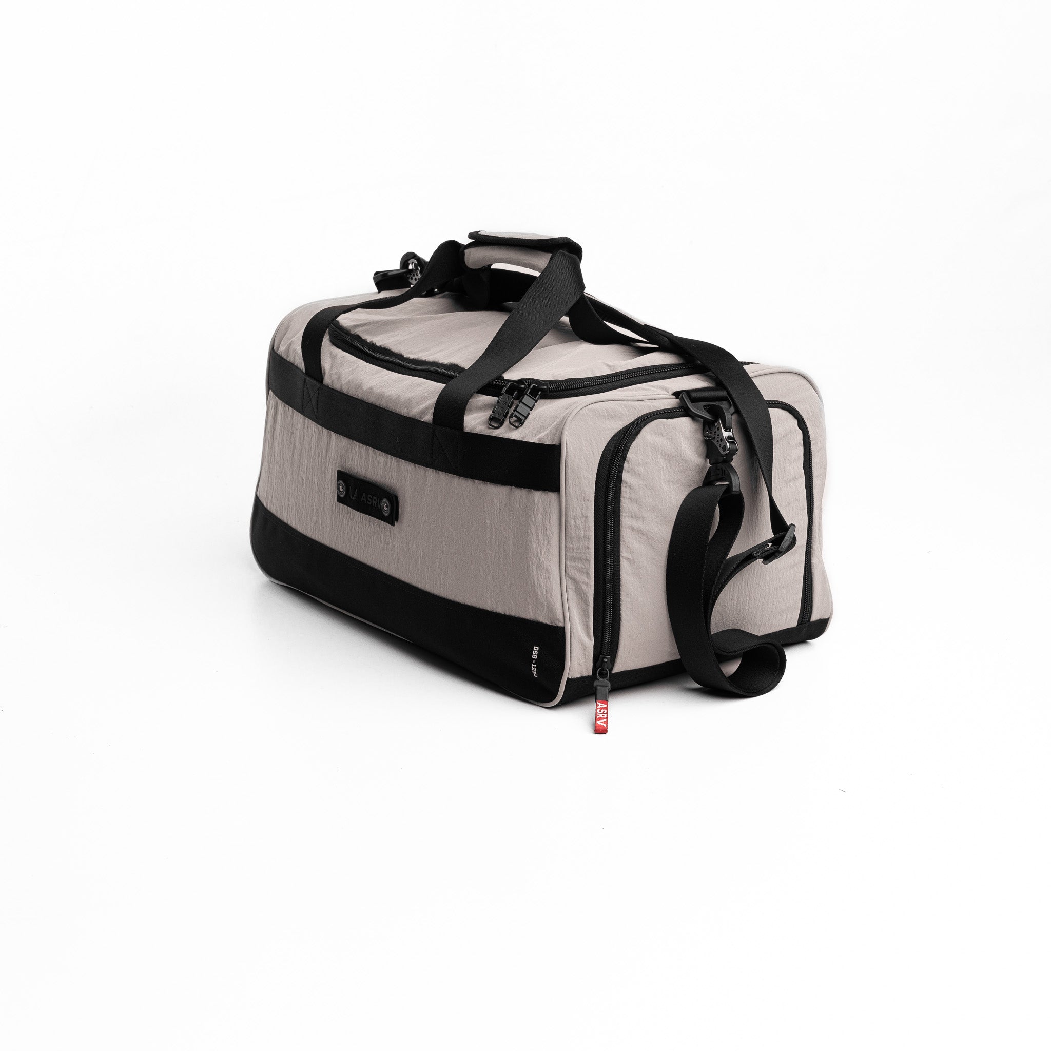 Flatlay 1234 Ripstop Duffle Bag in Chai, angled view