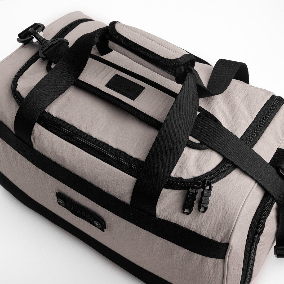 Flatlay 1234 Ripstop Duffle Bag in Chai, top view