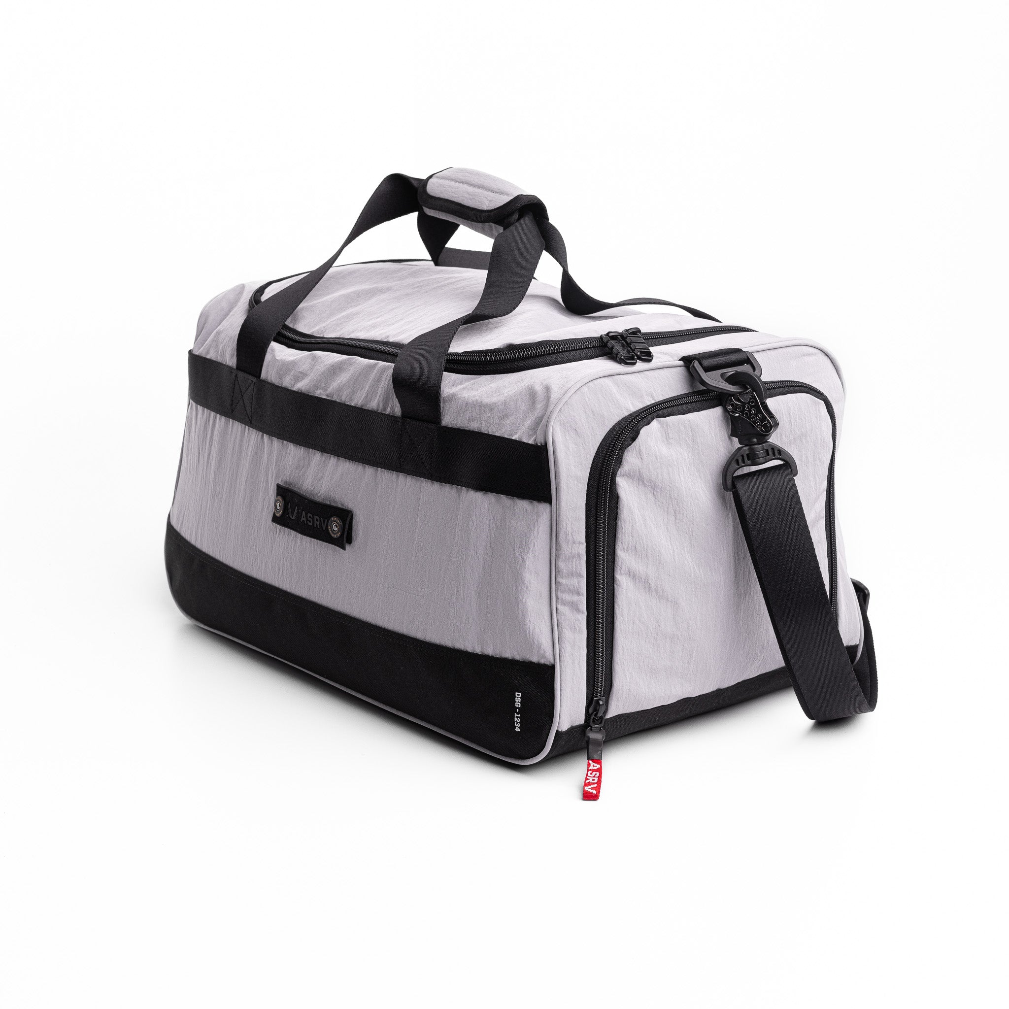 Flatlay 1234 Ripstop Duffle Bag in Slate Grey, angled front view
