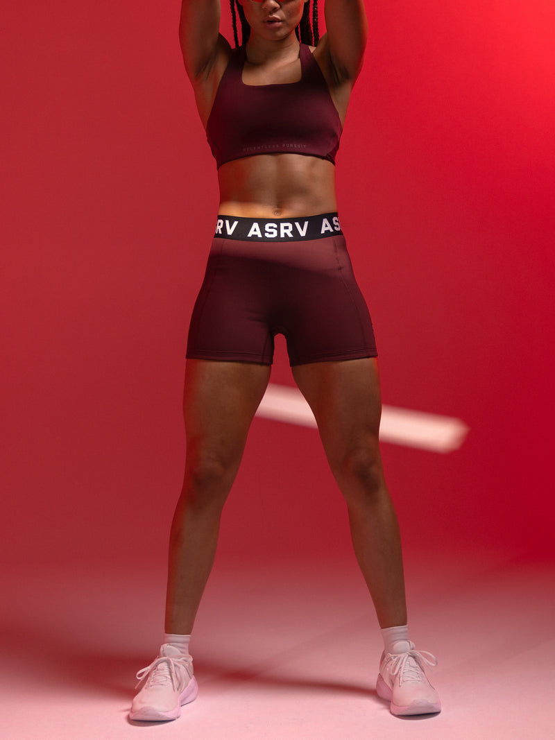 W027. LYCRA® Ribbed Short - Crimson
