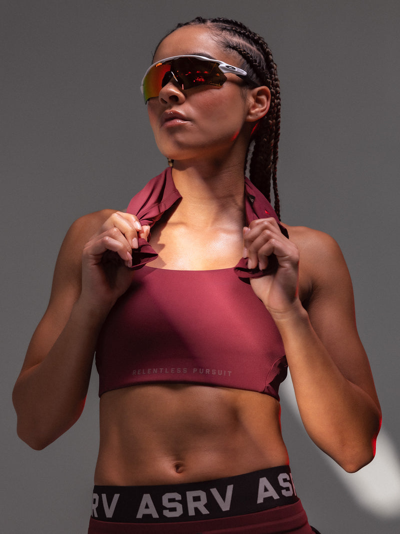 W039. LYCRA® Hybrid Sports Bra - Crimson