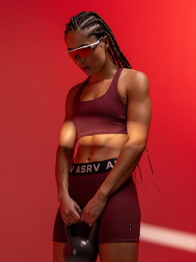 W039. LYCRA® Hybrid Sports Bra - Crimson