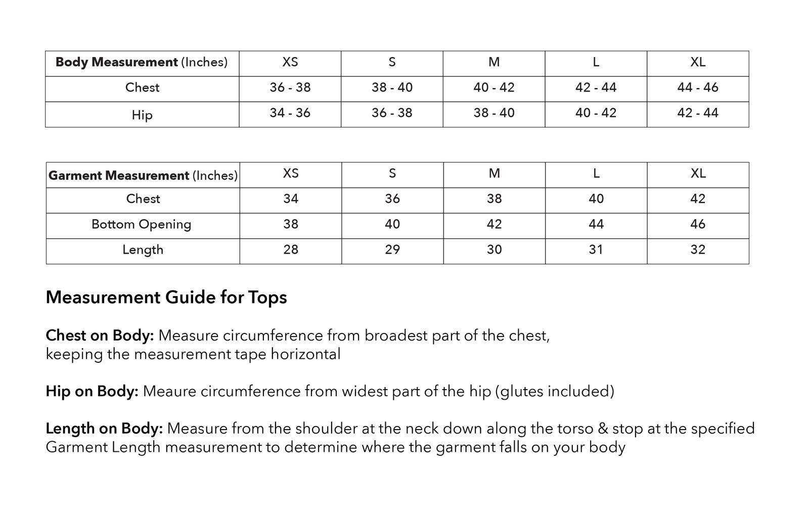 Size guide