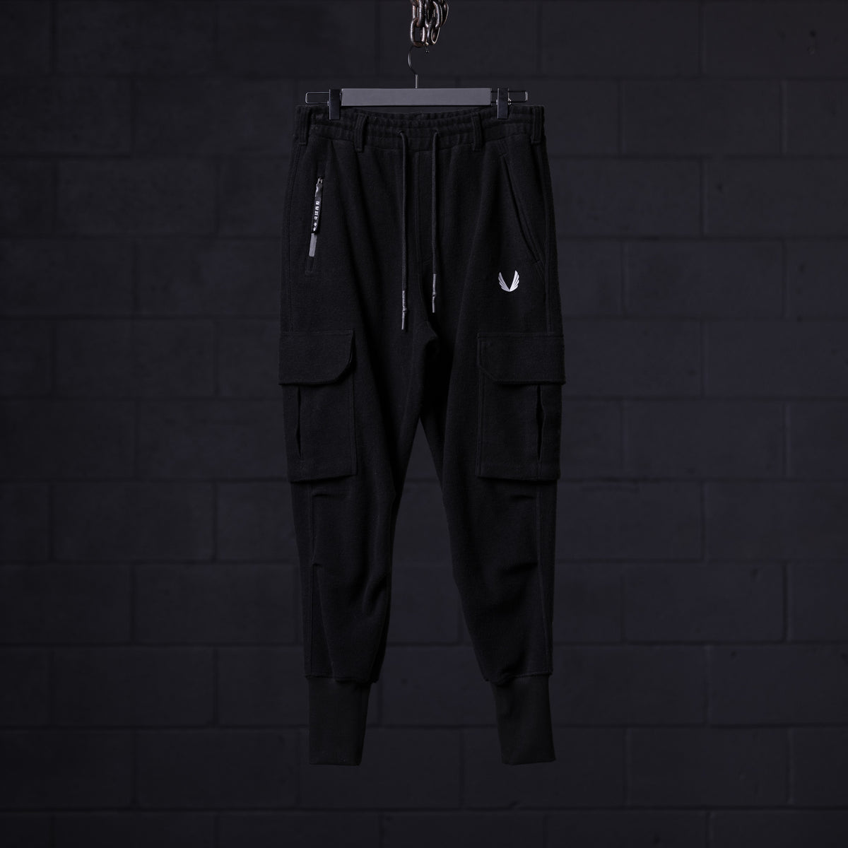 WN'21 Reverse Weave Jogger in black, front view on hanger